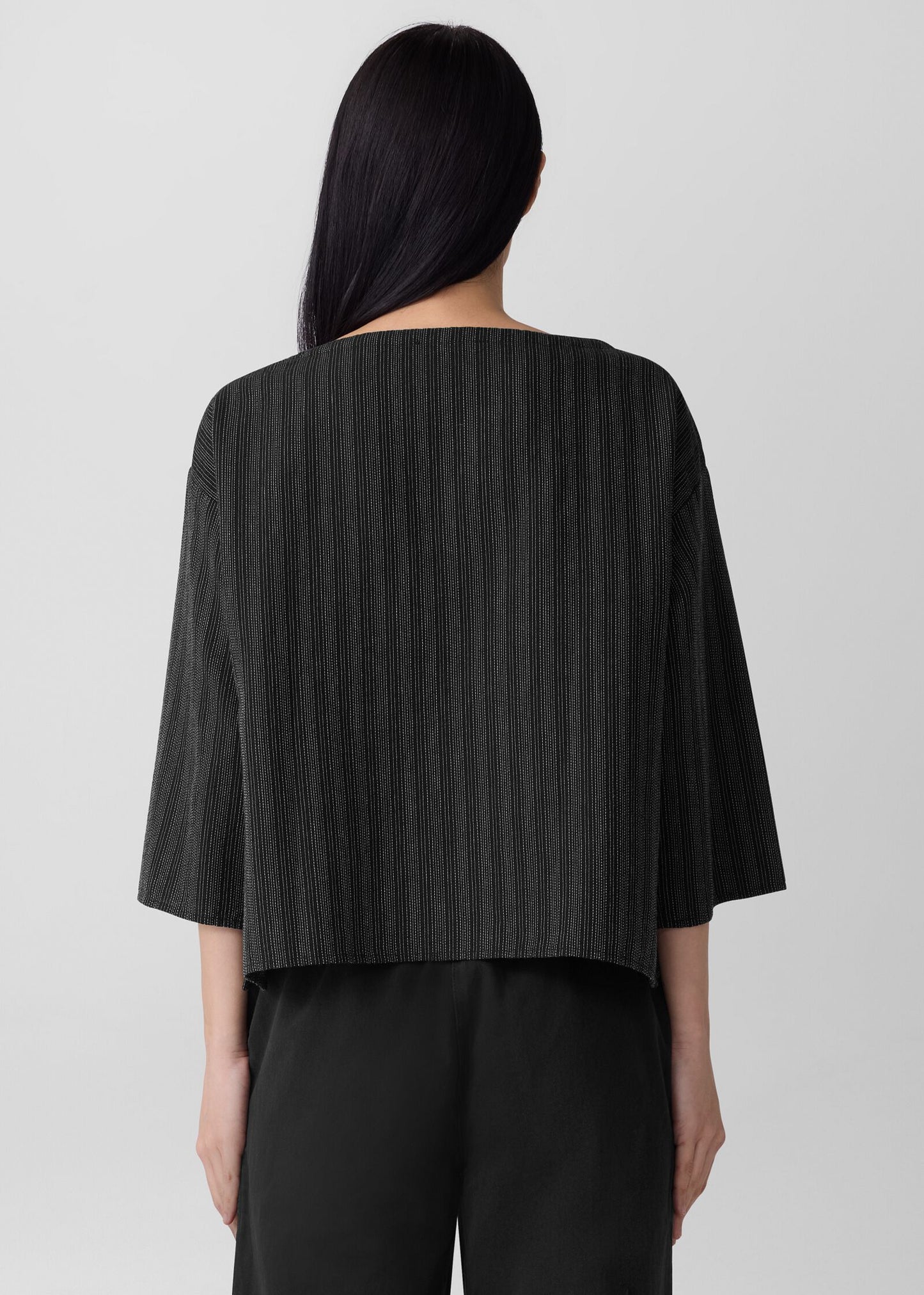 Eileen Fisher - Cotton Blend Stripe Stitch Box-Top