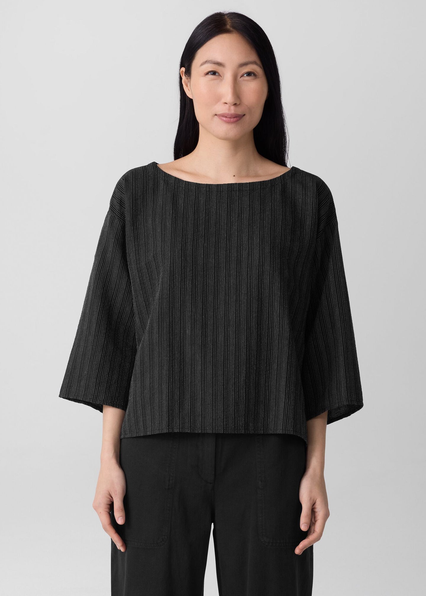 Eileen Fisher Cotton Blend Stripe Stitch Box-Top – Organic Comfort