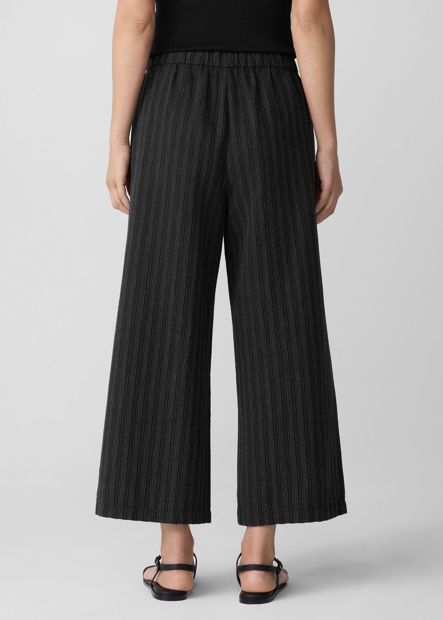 Eileen Fisher - Cotton Blend Stripe Stitch Wide-Leg Pant
