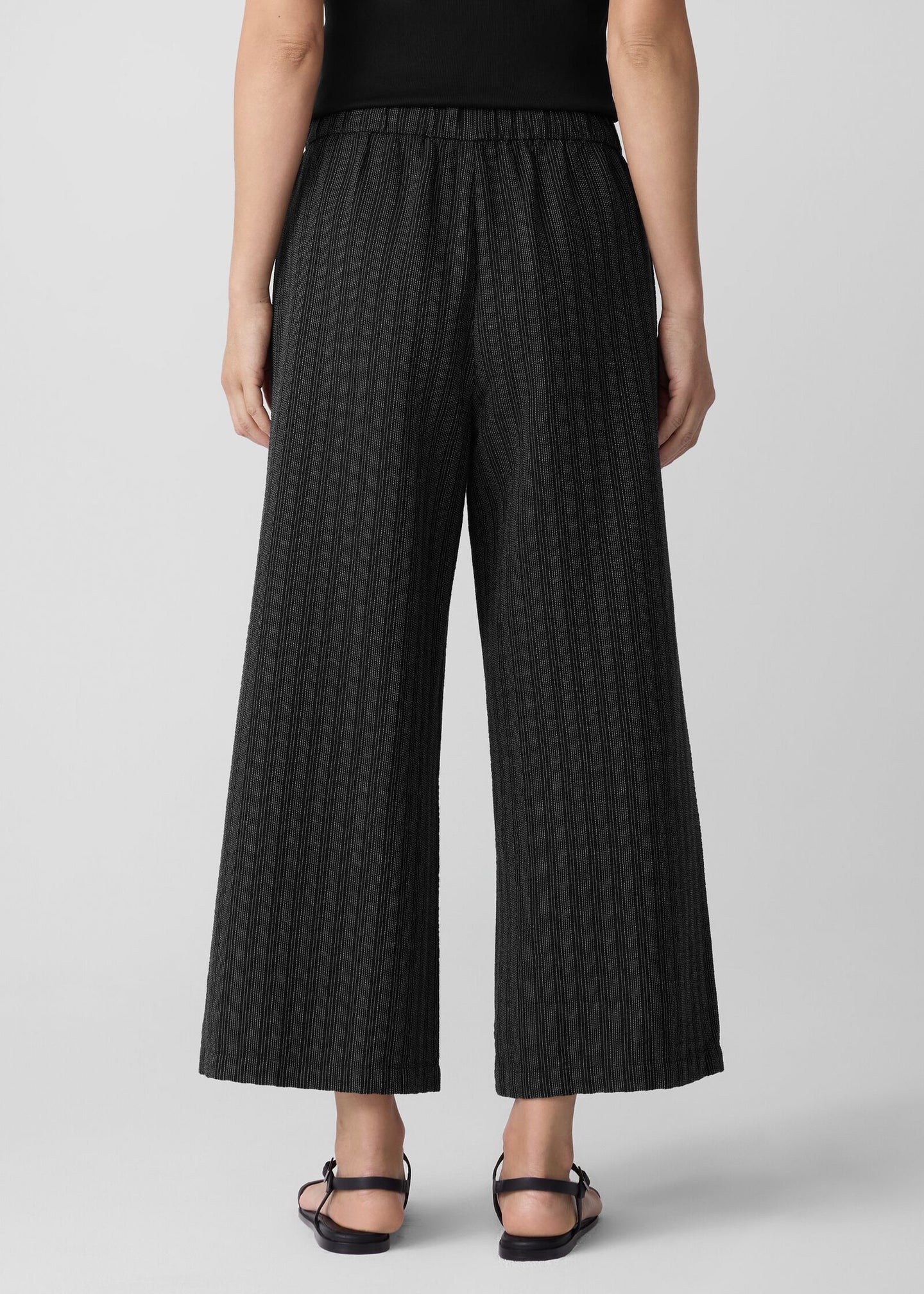 Eileen Fisher - Cotton Blend Stripe Stitch Wide-Leg Pant