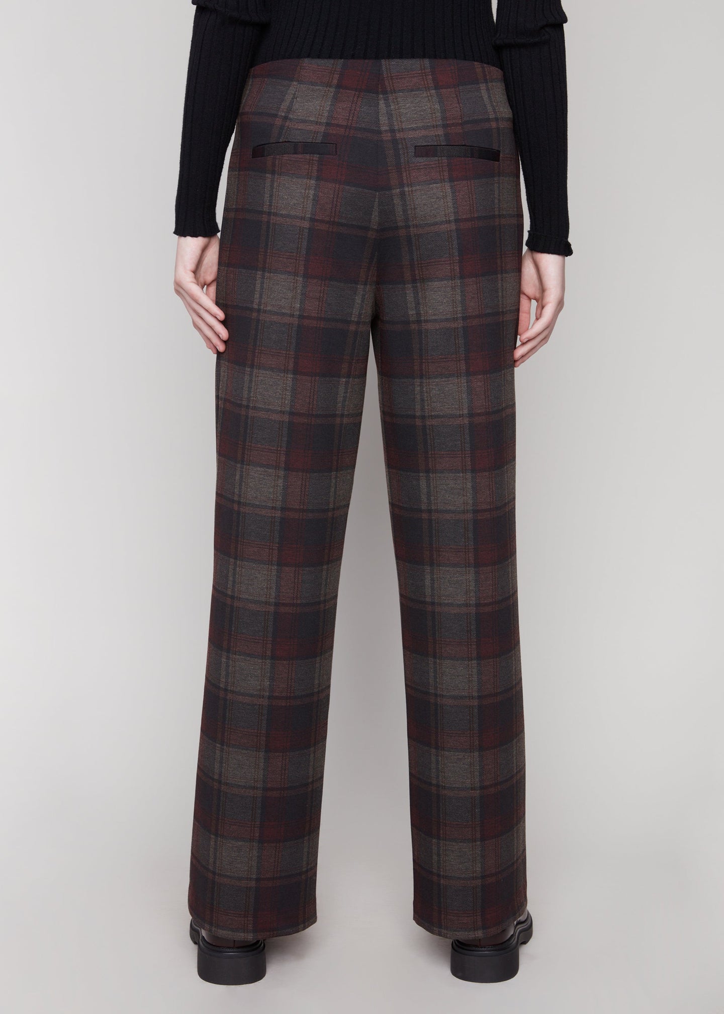 Charlie B - Printed Pull On Wide Leg Plaid Pant