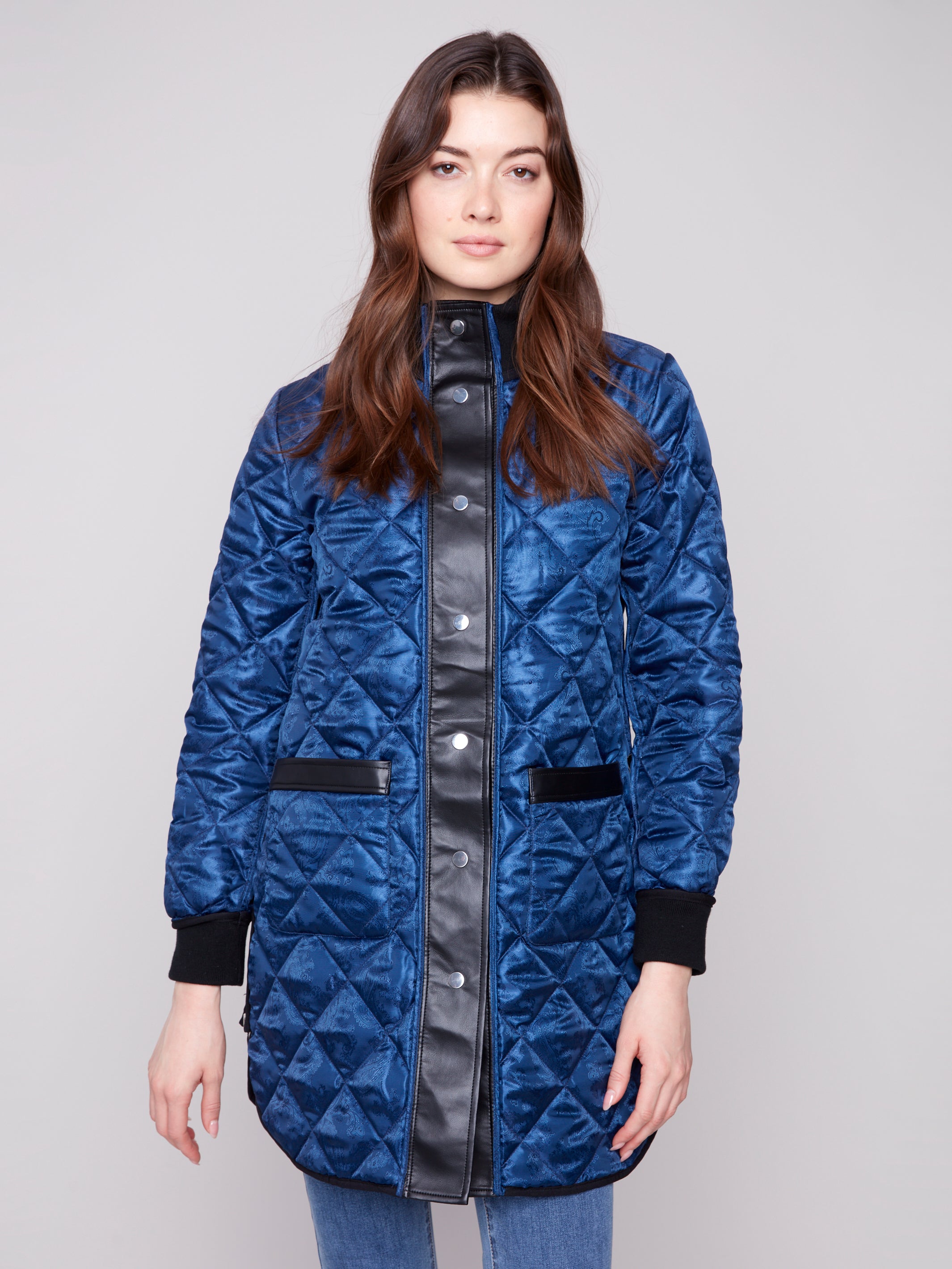 Charlie B - Iridescent Long Reversible Quilted Puffer Jacket