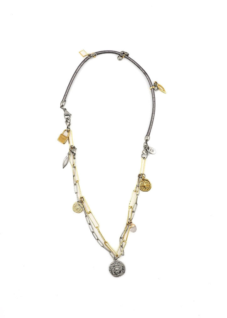 Design Fixation - Charming 2 in 1 Necklace & Bracelet Mixed Metal