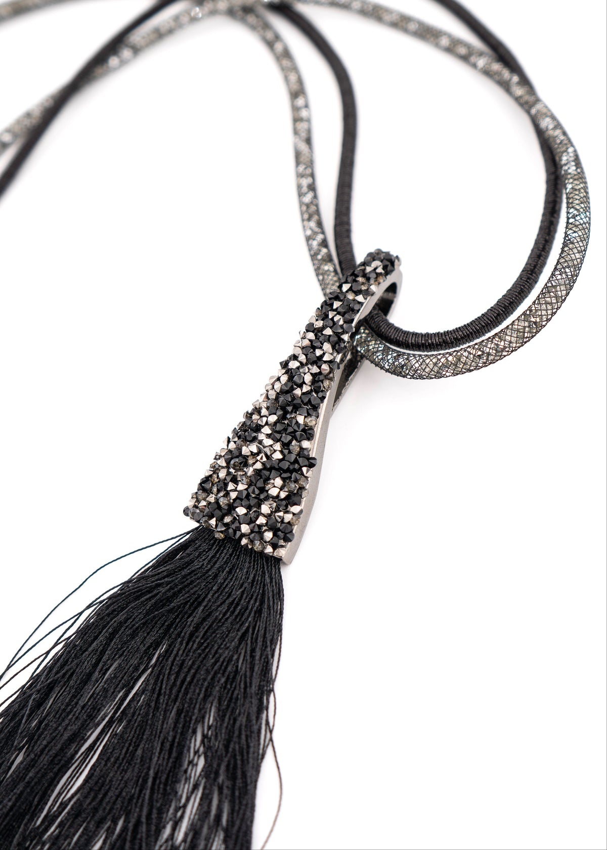 Crystal Tassel Long Pendant Necklace
