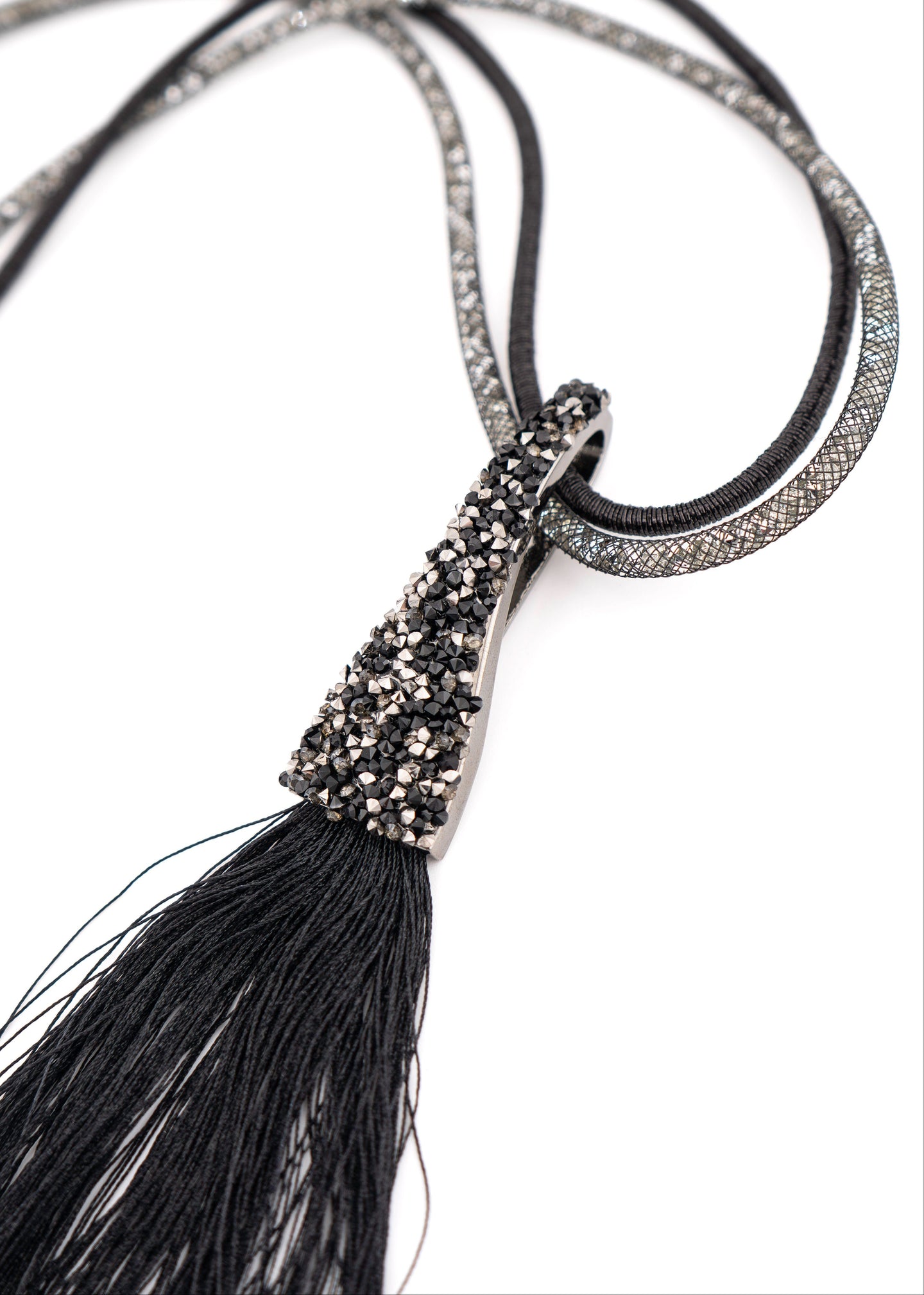 Crystal Tassel Long Pendant Necklace