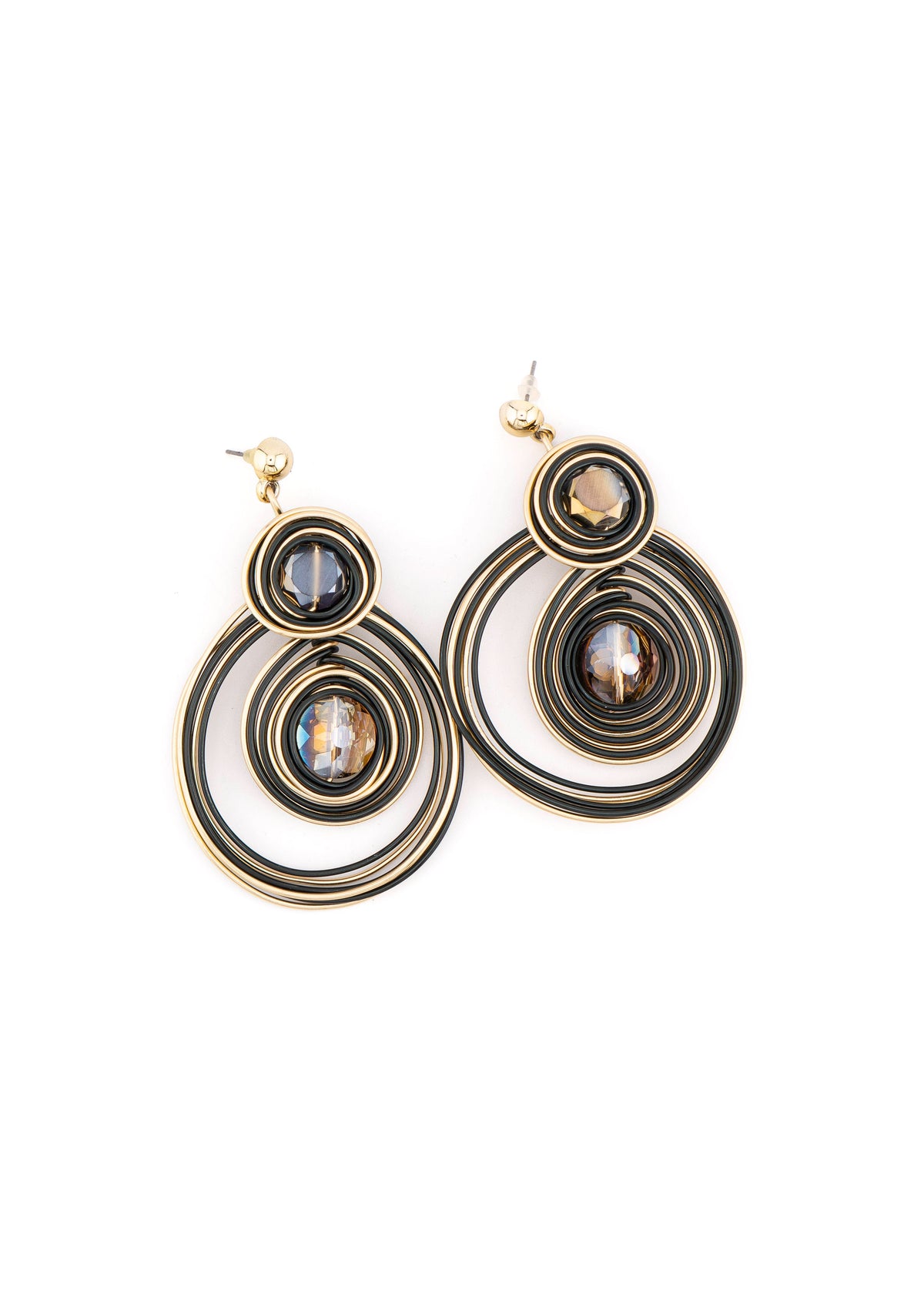Orbital Wire Hoop Crystal Drop Earrings