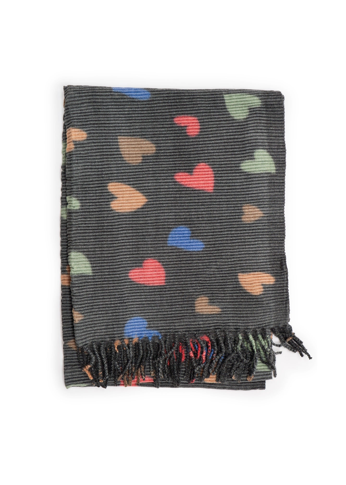 Multi Heart Print Knit Scarf