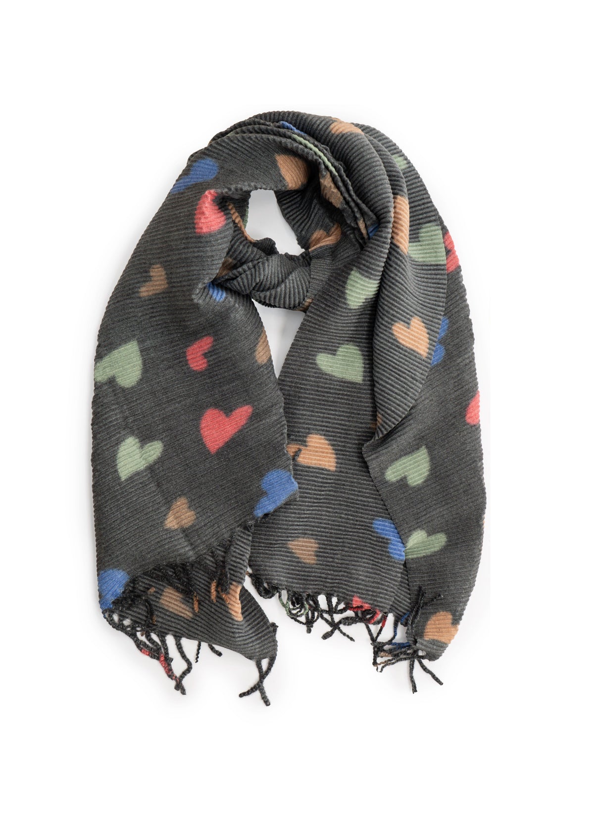Multi Heart Print Knit Scarf