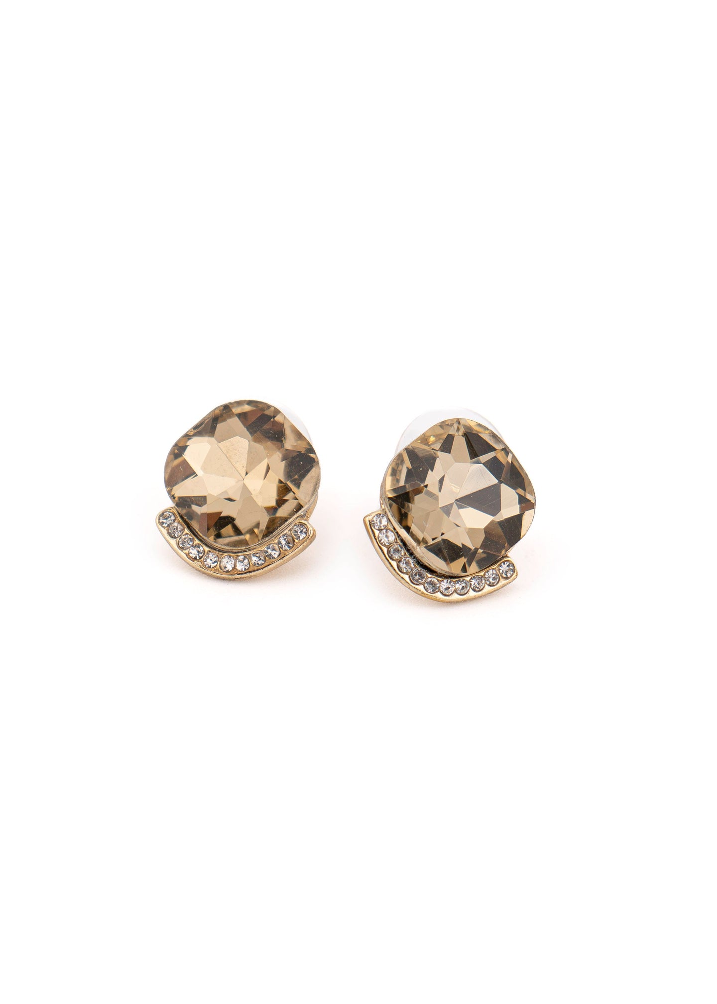 Smoky Champagne Crystal Pavé Stud Earrings