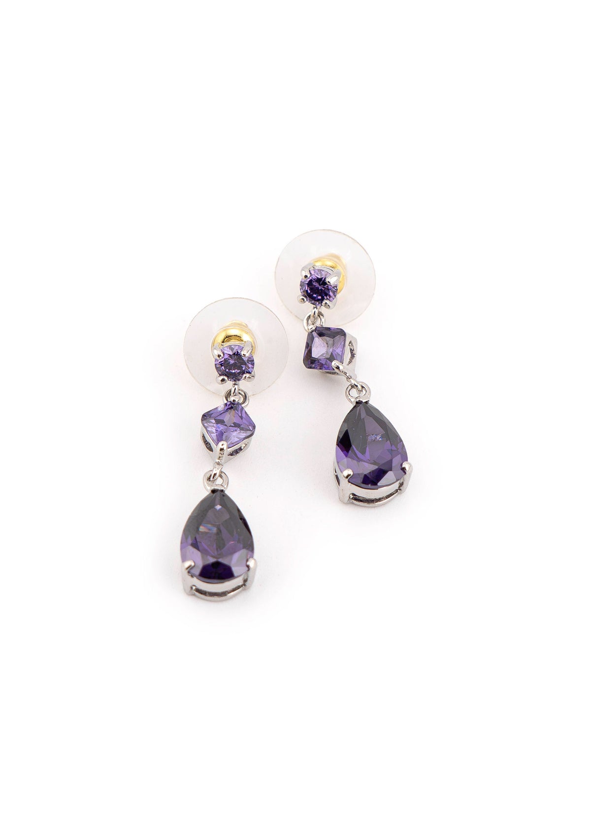 Amethyst Crystal Multi-Stone Drop Earrings