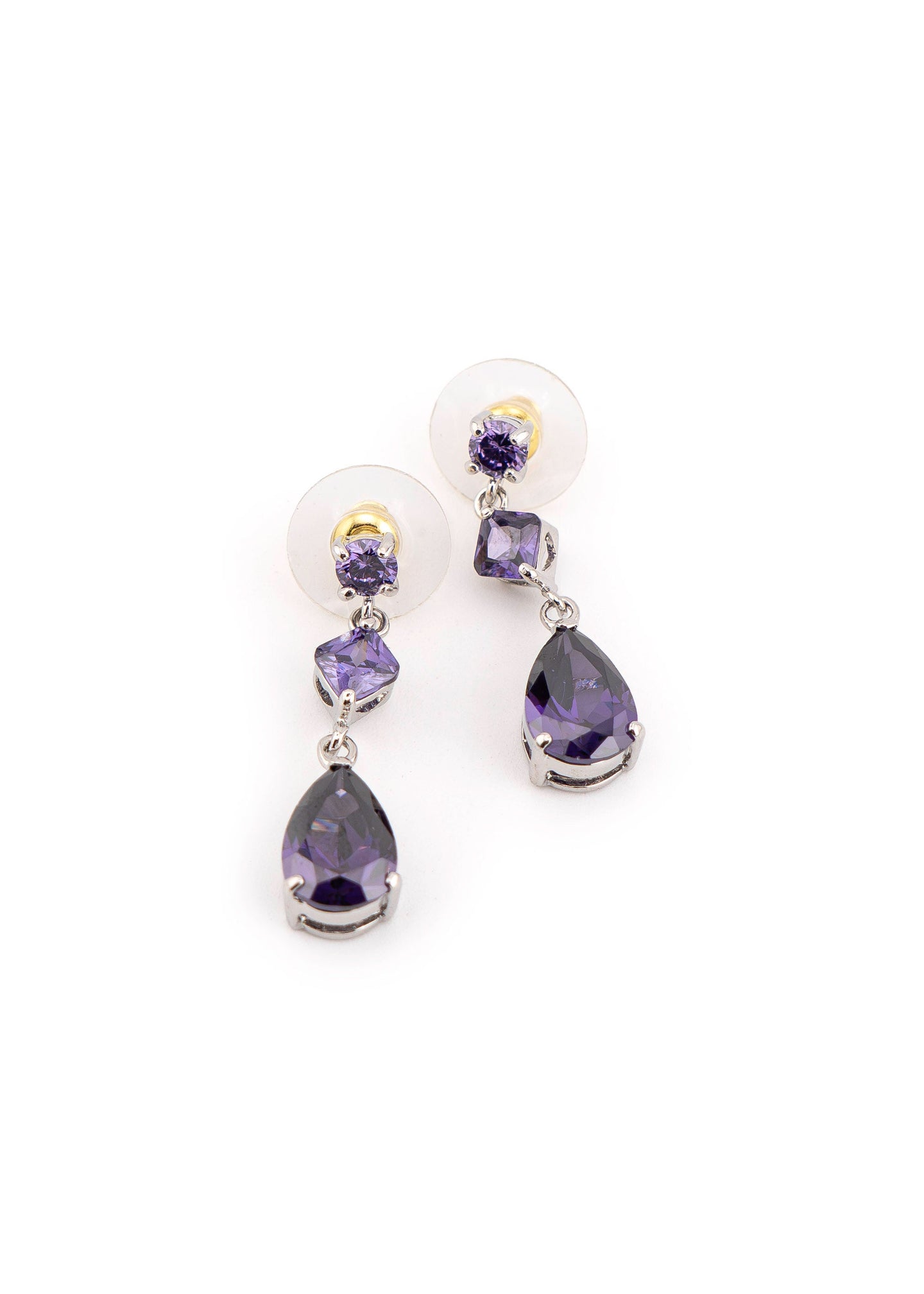 Amethyst Crystal Multi-Stone Drop Earrings