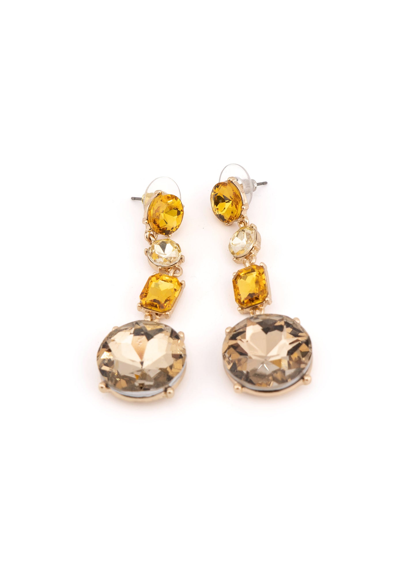 Citrine & Smoky Crystal Multi-Stone Drop Earrings