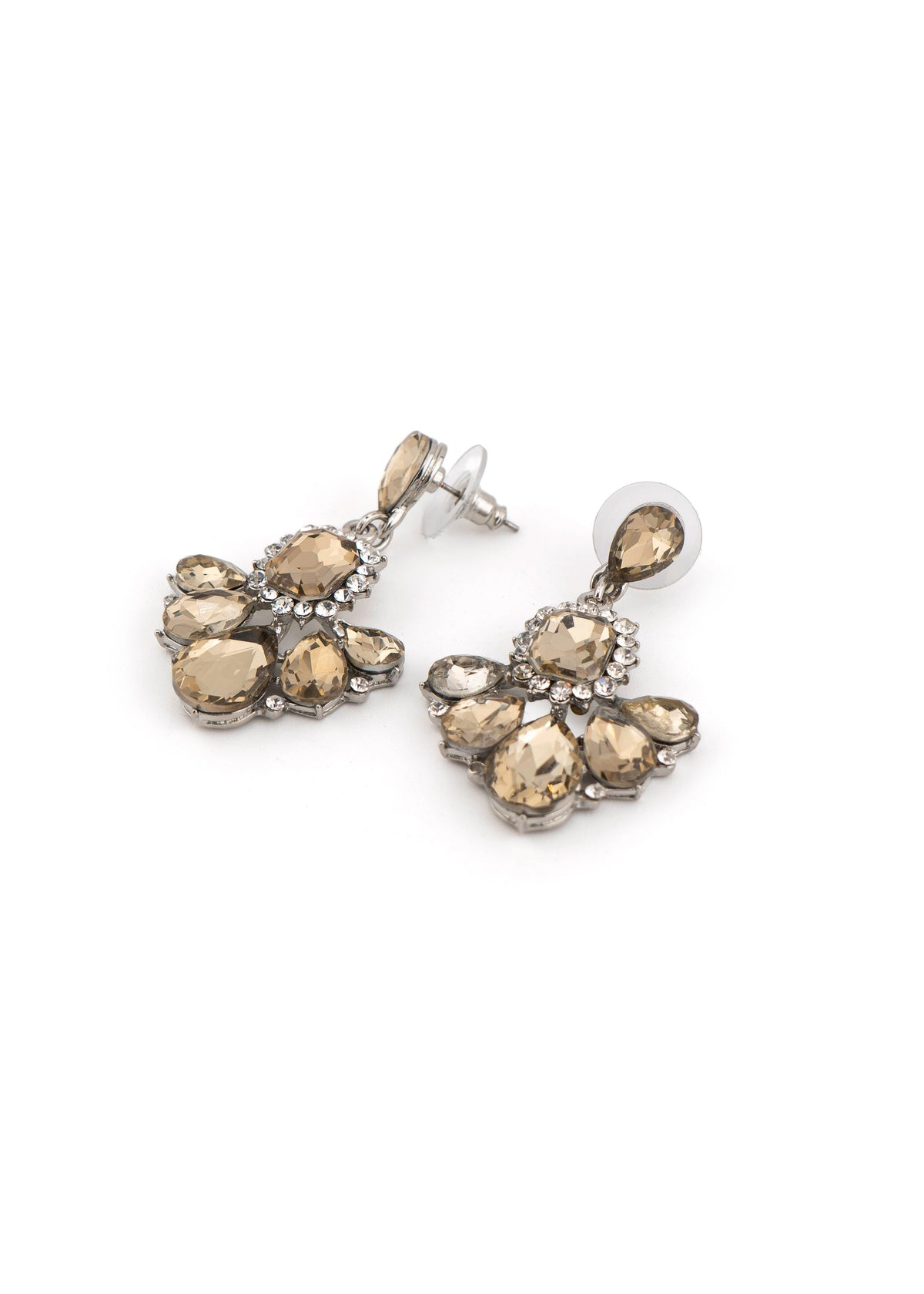 Champagne Crystal Cluster Drop Earrings