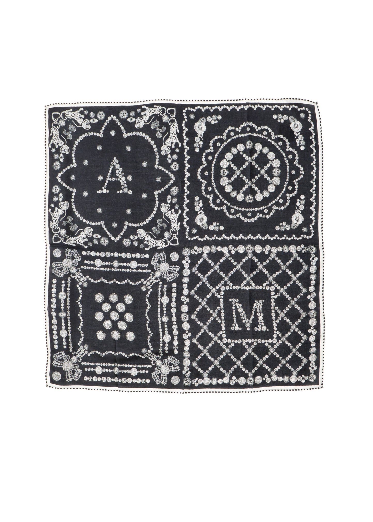 Tom & Eva - Monogram Rhinestone Wool Blend Scarf