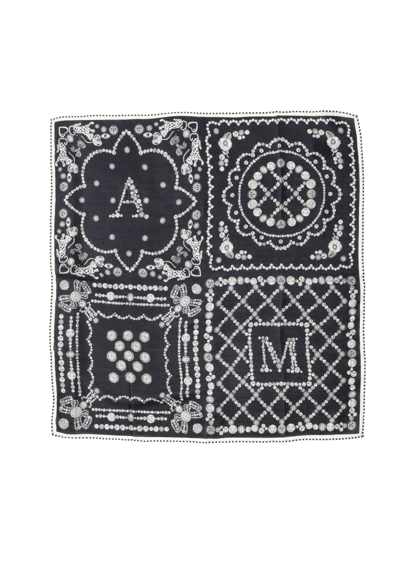 Tom & Eva - Monogram Rhinestone Wool Blend Scarf