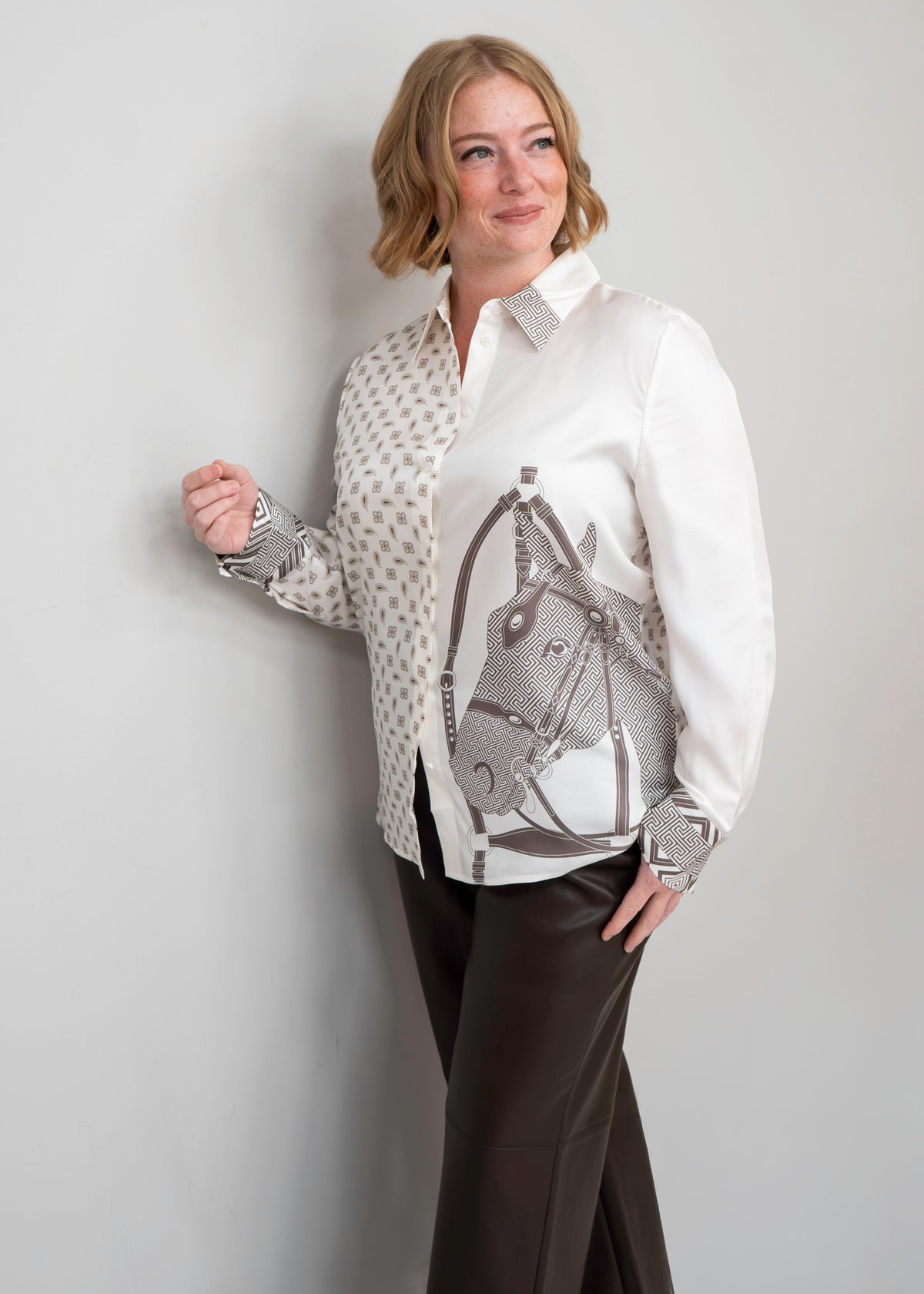 Herzens - Horse Print Button Down Blouse