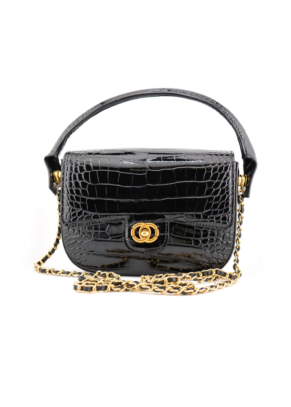 INZI - Croc-Embossed Top Handle Bag