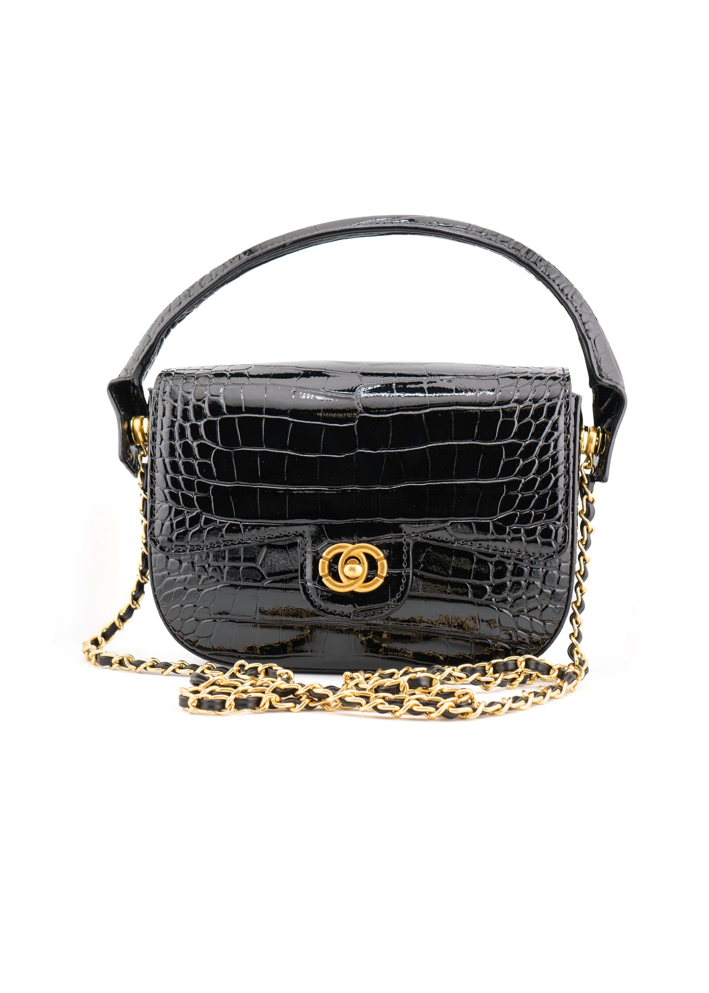INZI - Croc-Embossed Top Handle Bag