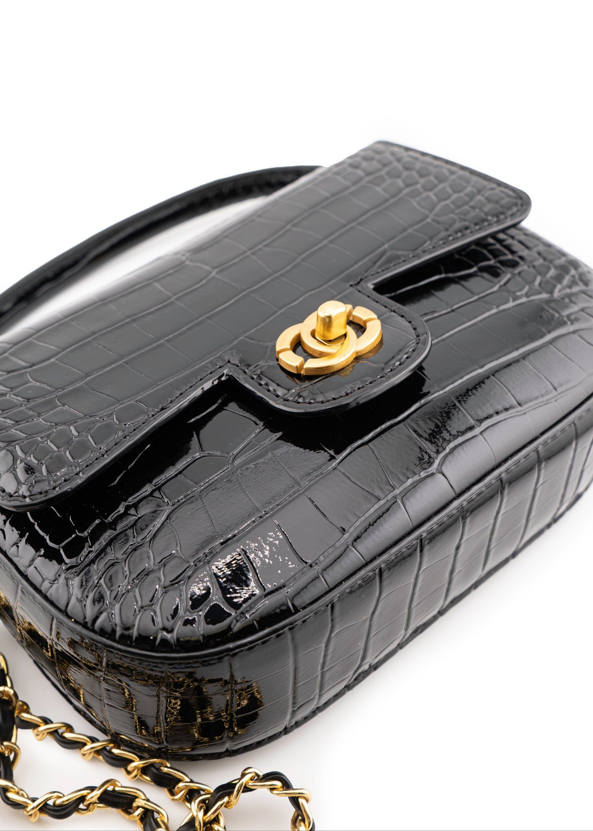 INZI - Croc-Embossed Top Handle Bag