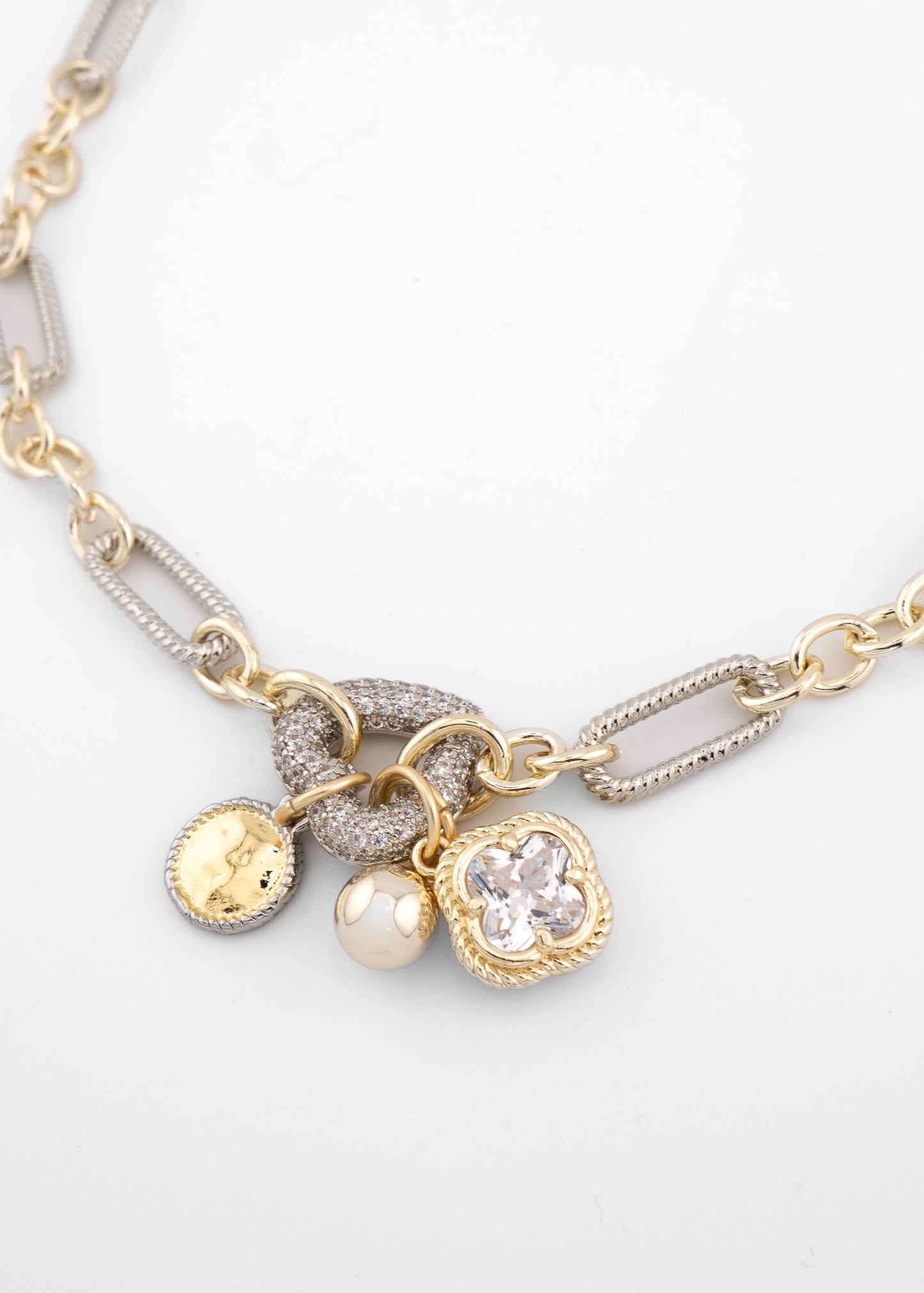 Mixed Metal Chain Charm Necklace