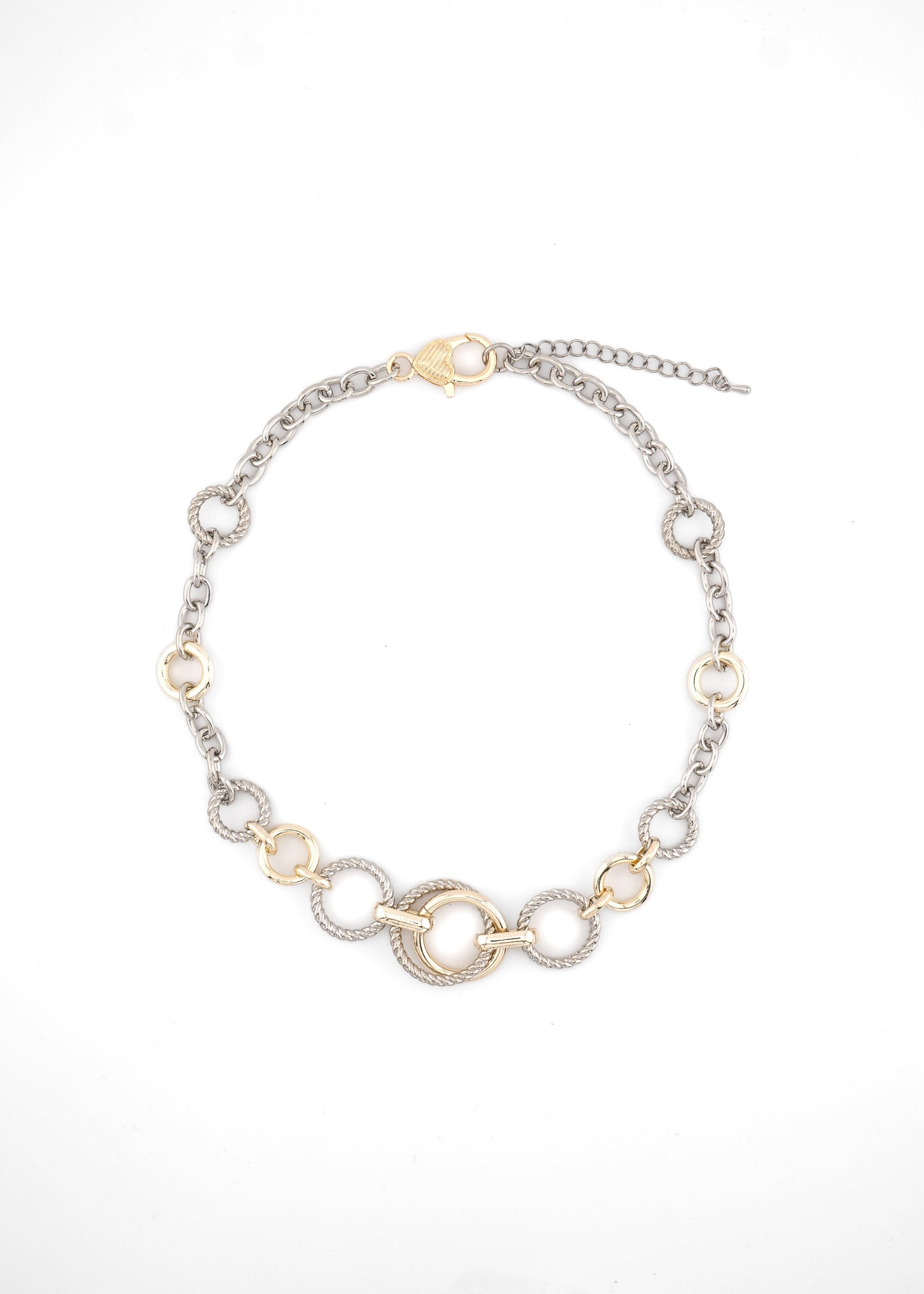 Mixed Metal Circle Chain Necklace