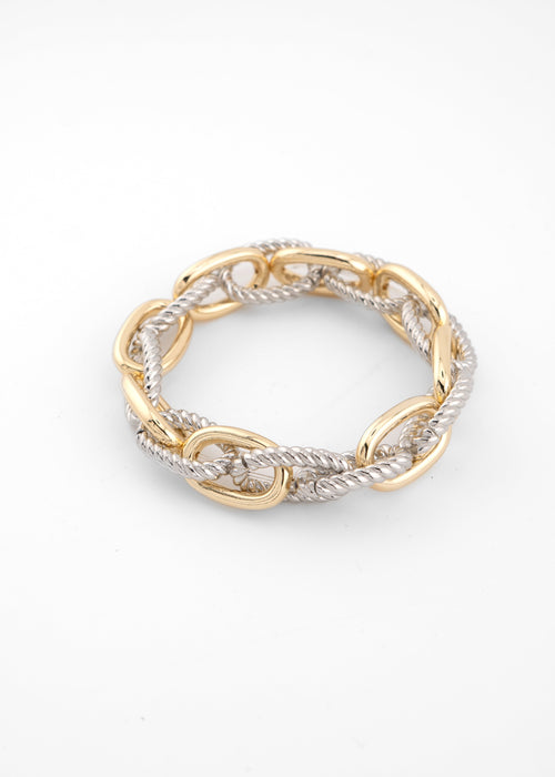 Mixed Metal Chain Stretch Bracelet