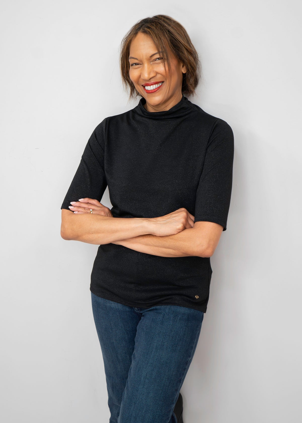 Yest - Winona Elbow-Sleeve Mock-Neck Top