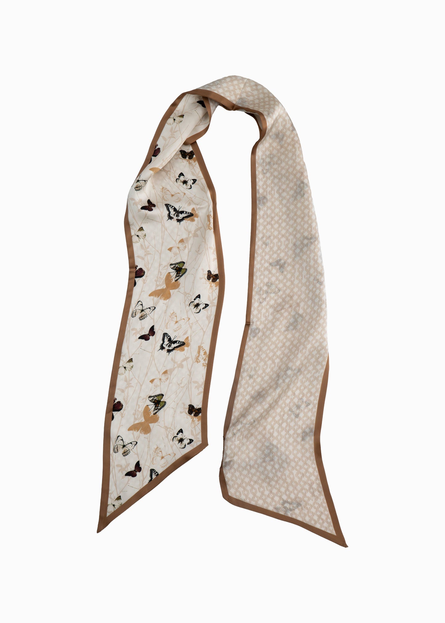 Reversible  Butterfly Garden  Long Silk Scarf