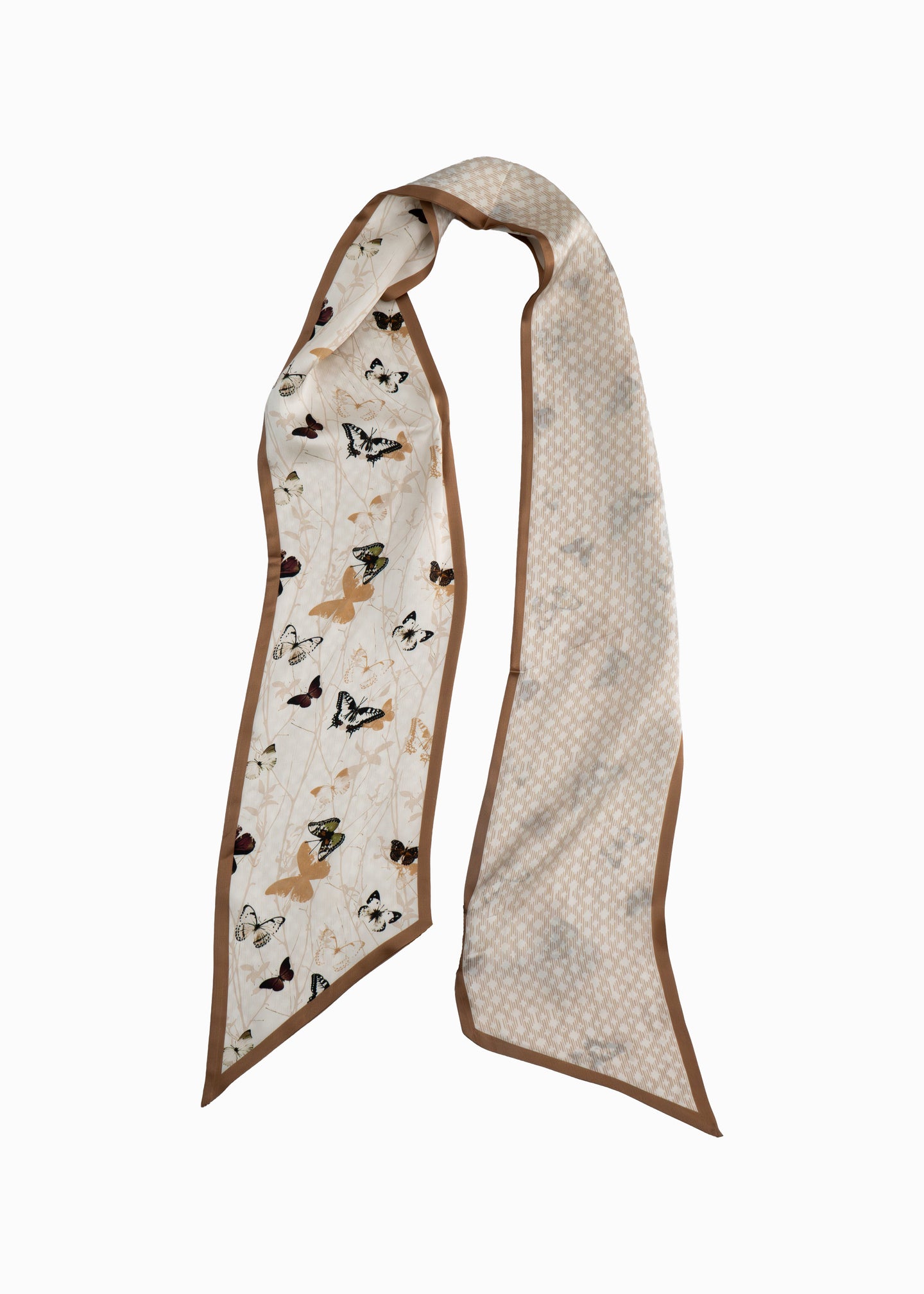 Reversible  Butterfly Garden  Long Silk Scarf