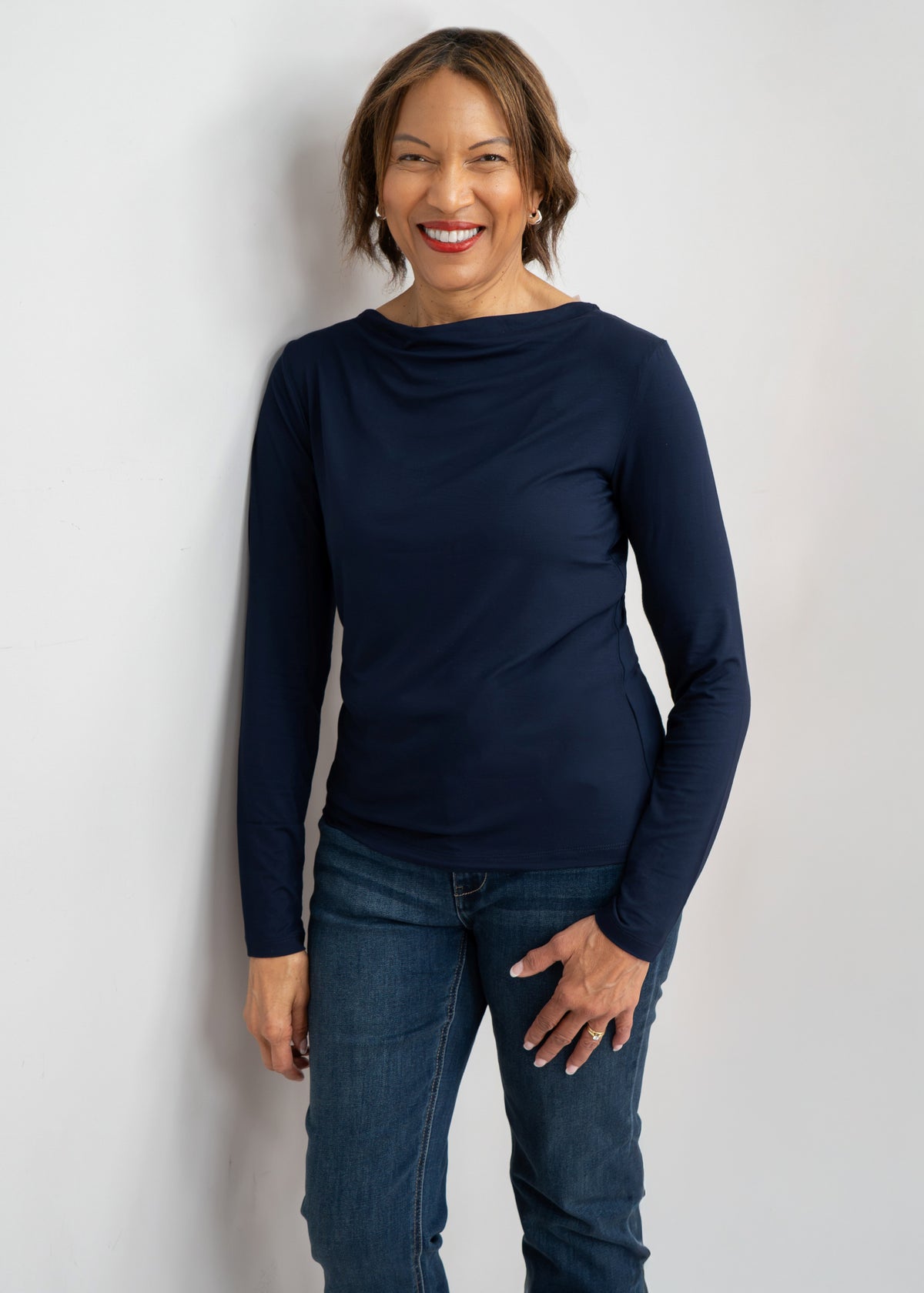 Yest - Ulina Jersey Cowl Neck Top