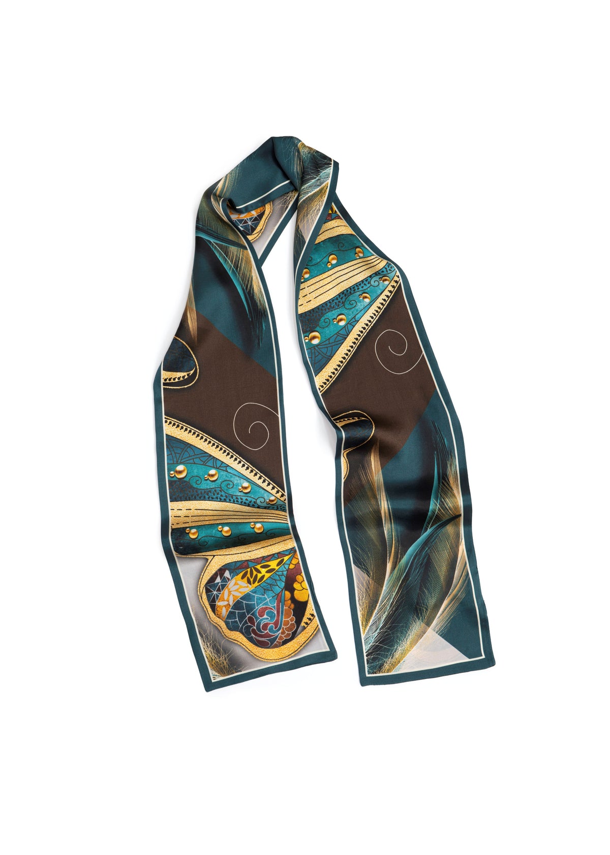 Ornamental Feather Long Scarf