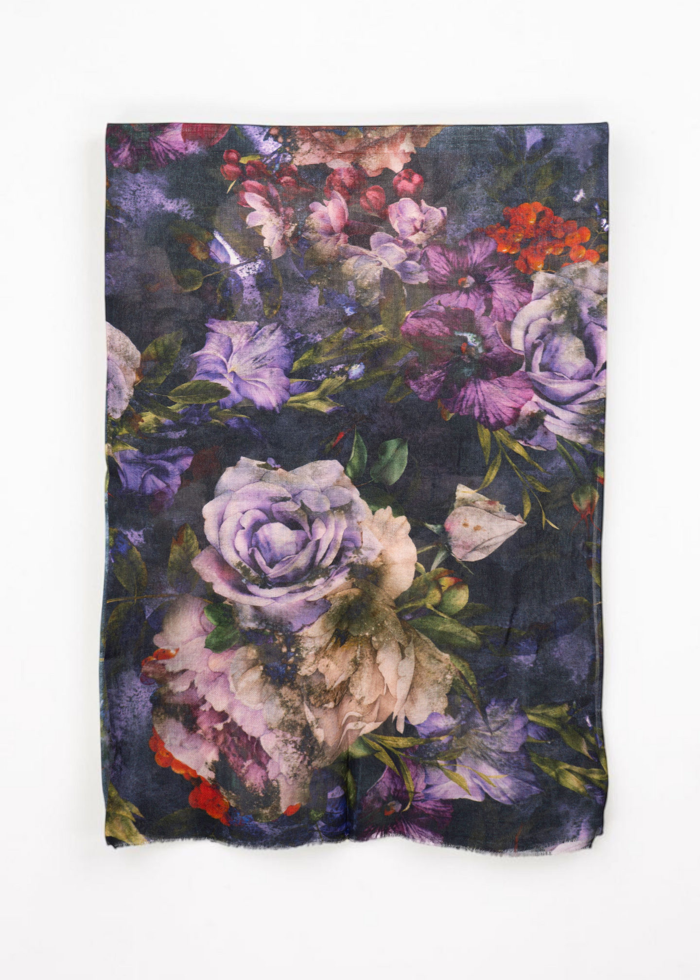 Midnight Bouquet Merino Wool Scarf