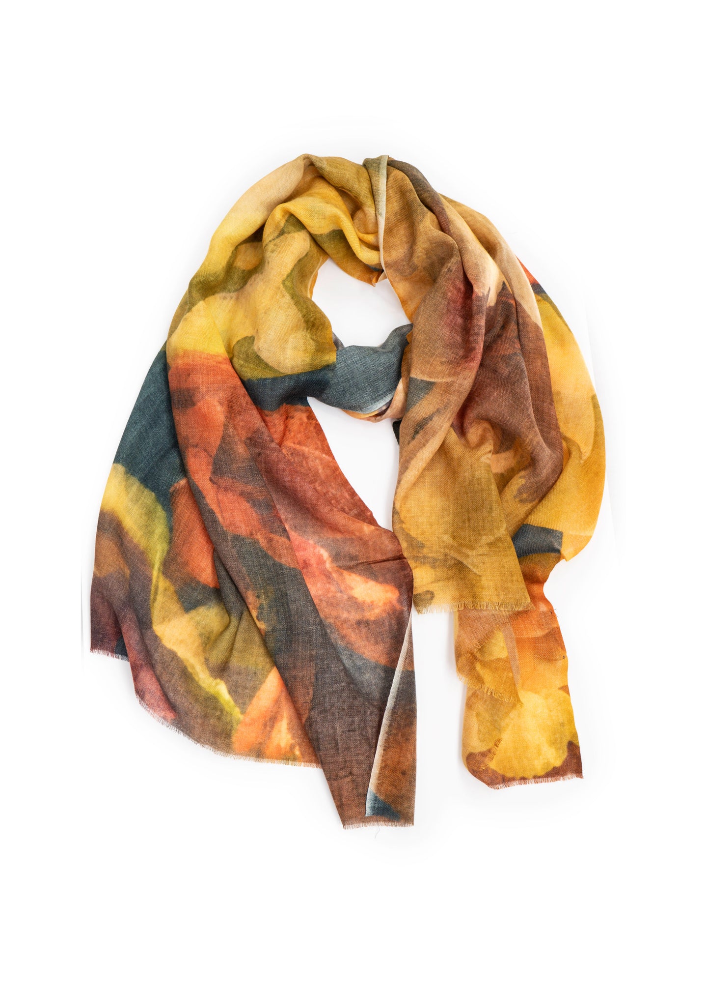 Painterly Bloom Merino Wool Scarf