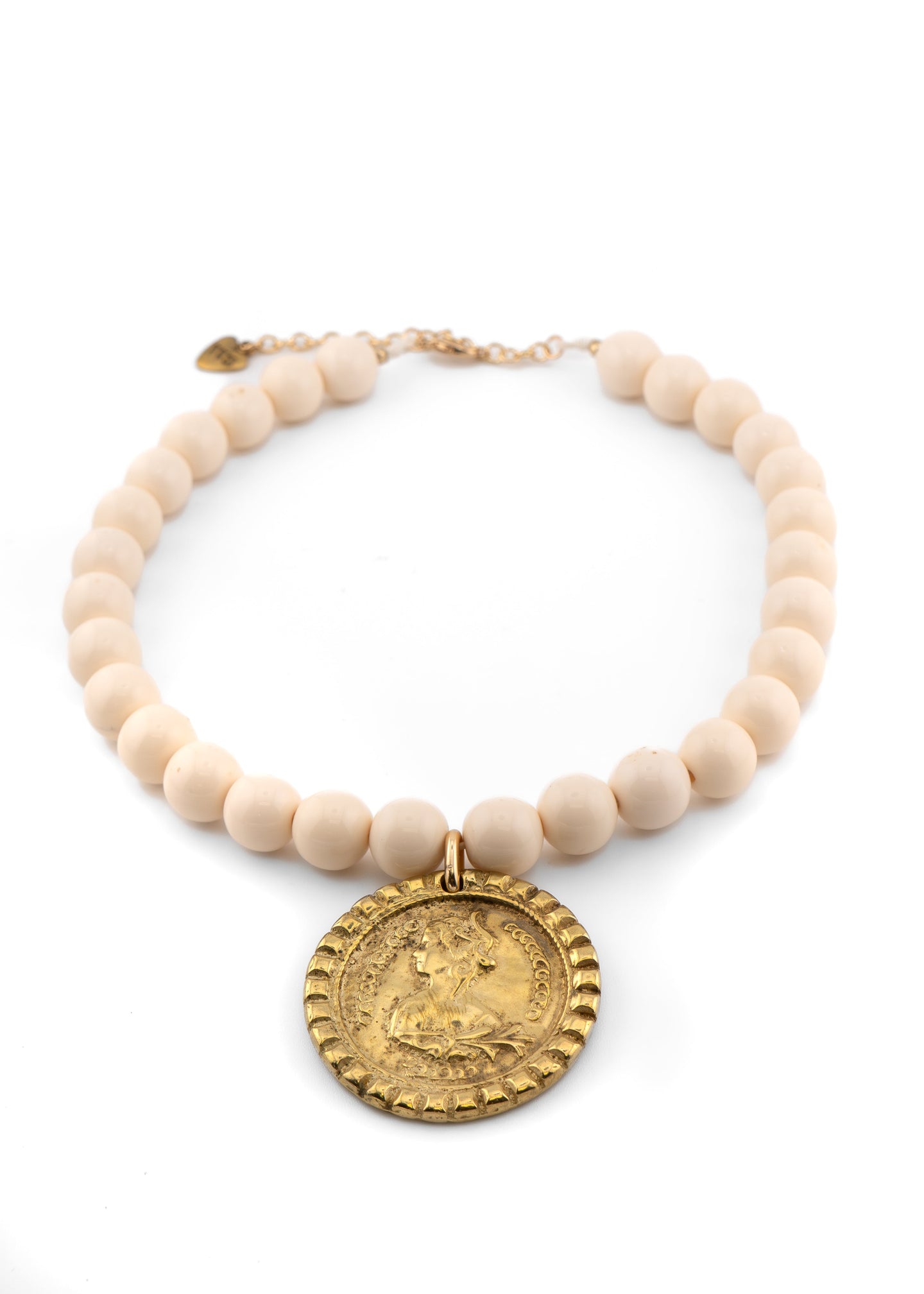 CCB - Vintage Coin Necklace with Natural Beads