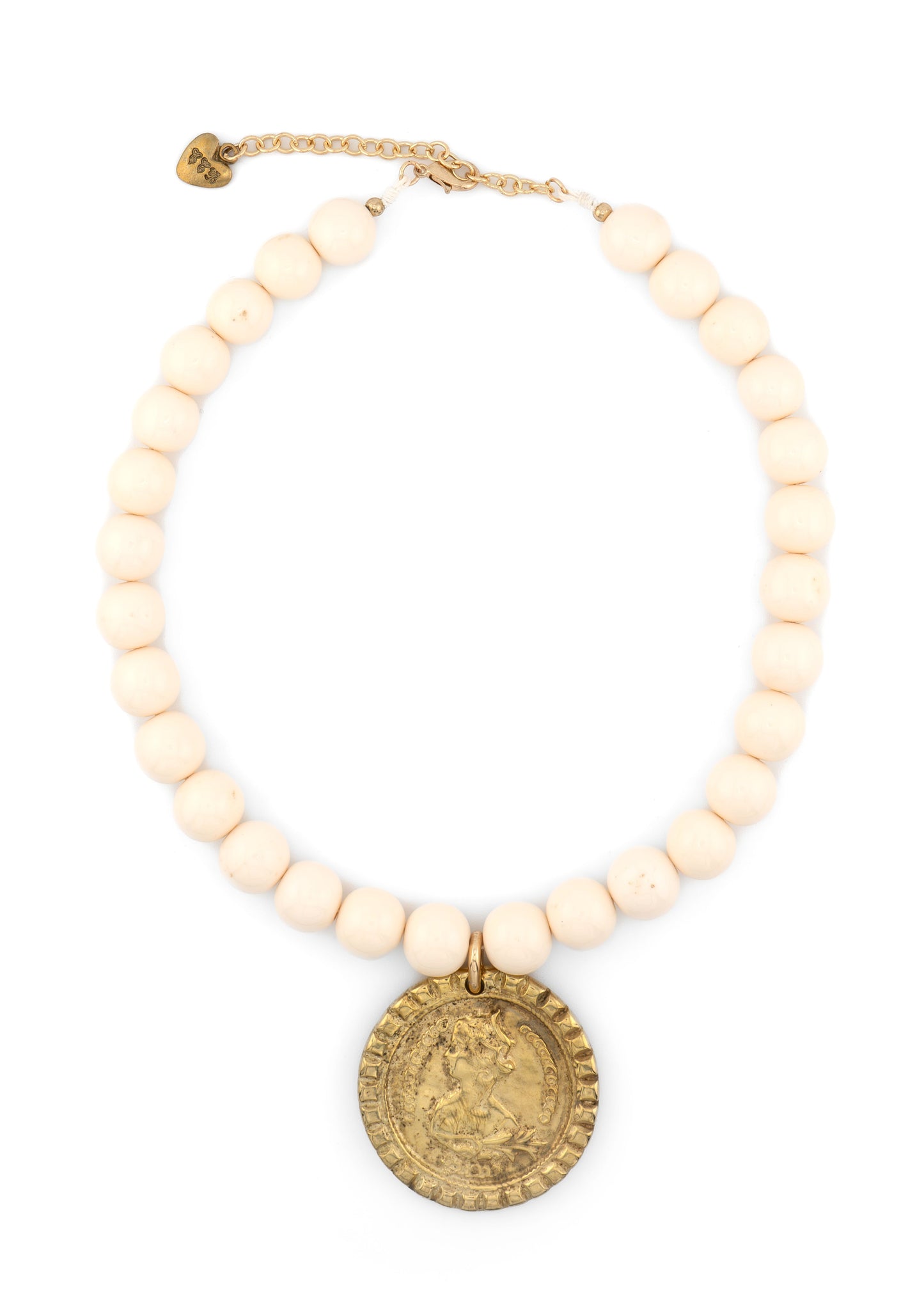 CCB - Vintage Coin Necklace with Natural Beads