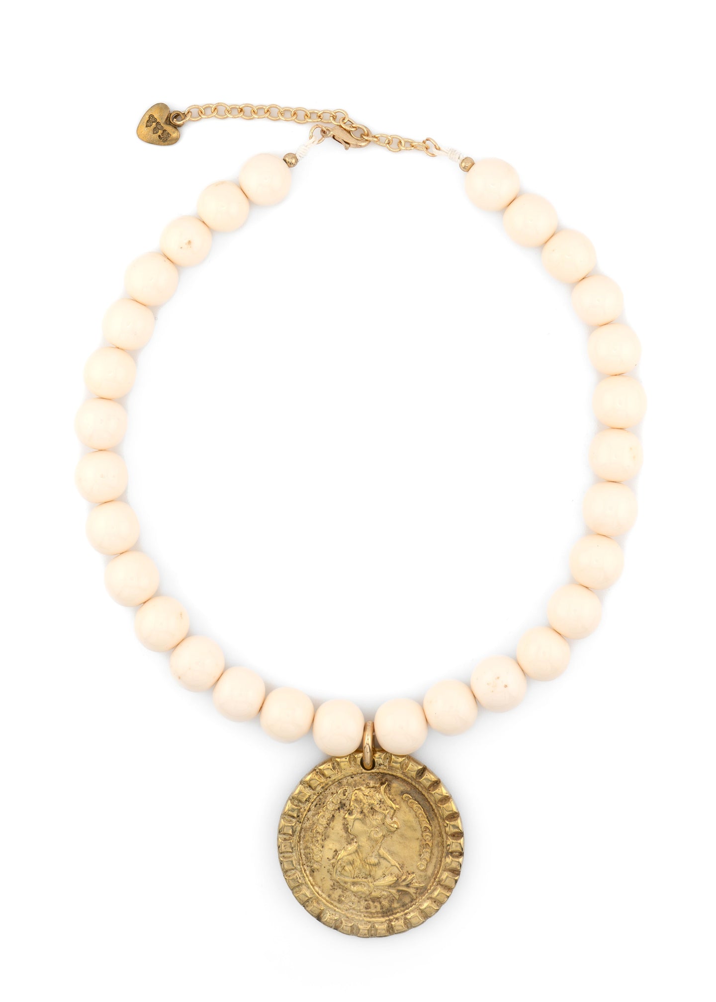 CCB - Vintage Coin Necklace with Natural Beads