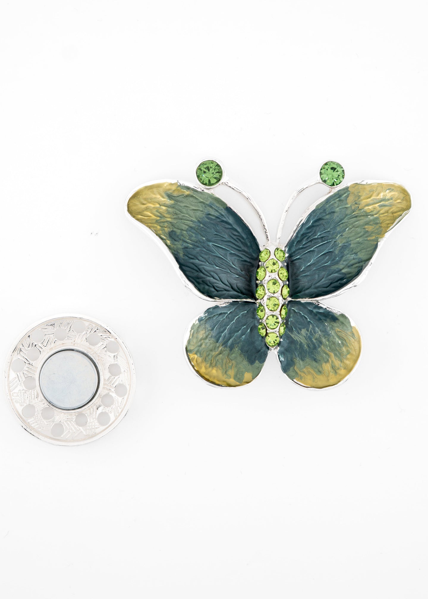 Crystal Butterfly Brooch Green