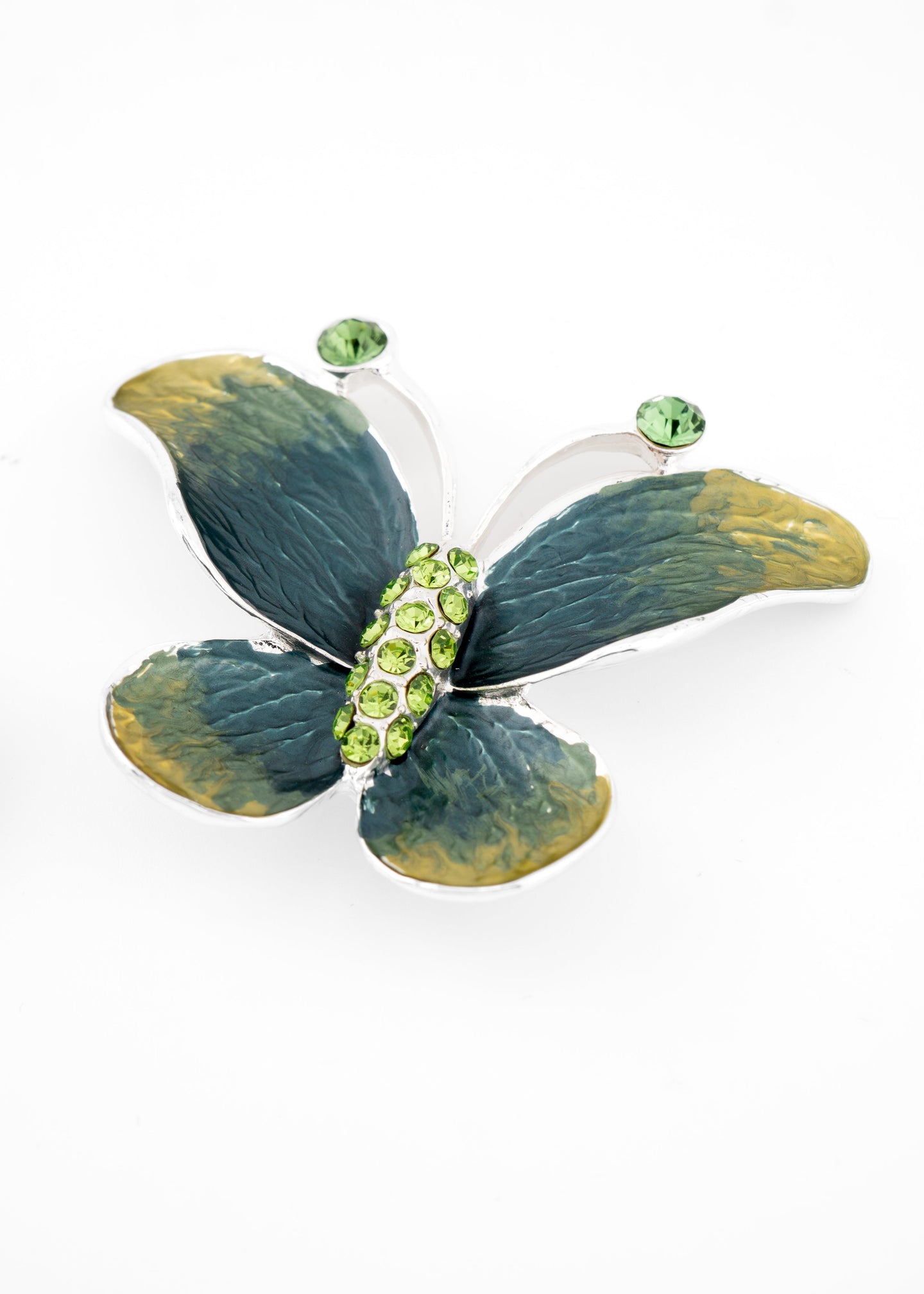 Crystal Butterfly Brooch Green