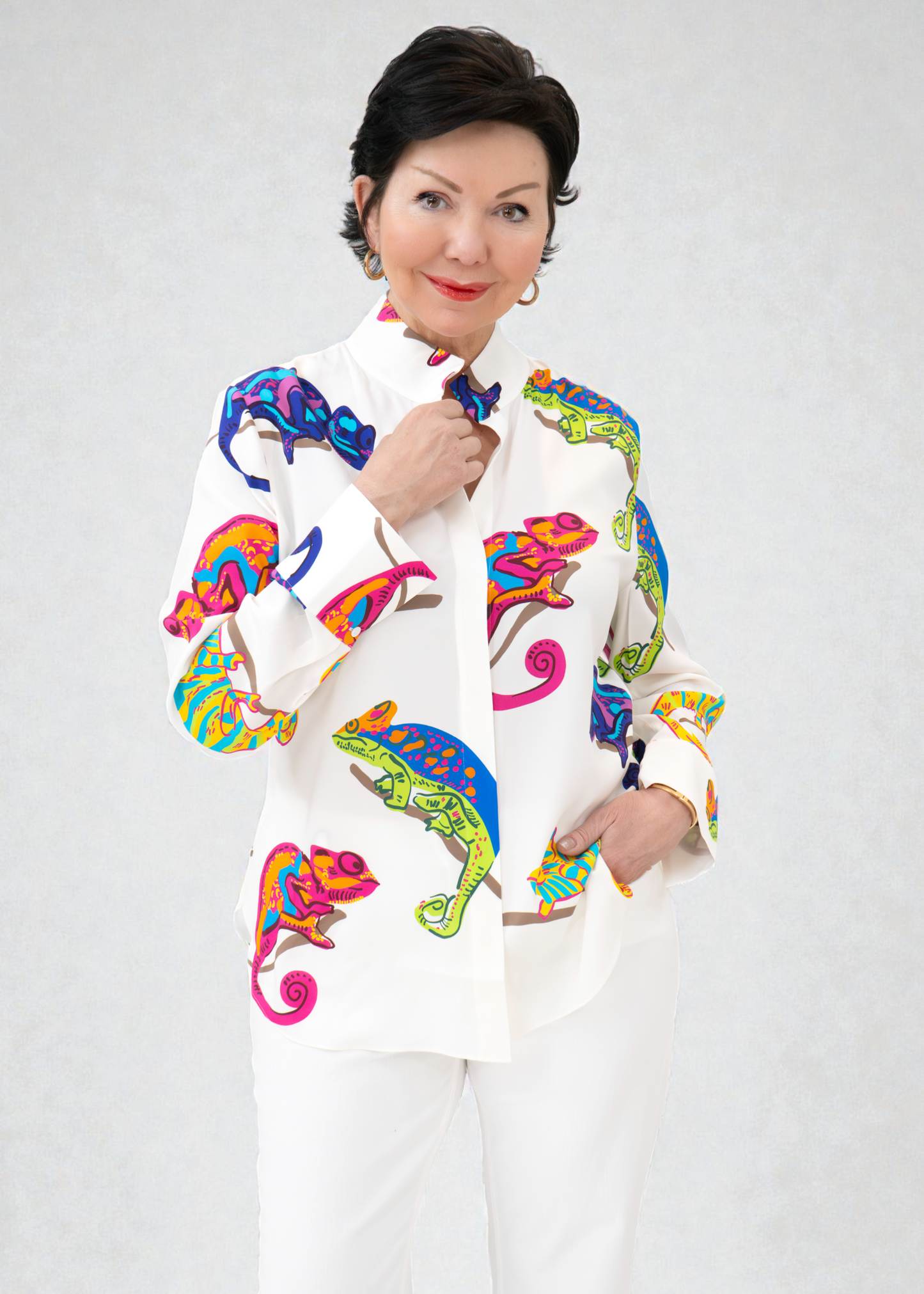 Herzen's - Silk Salamander Print Blouse