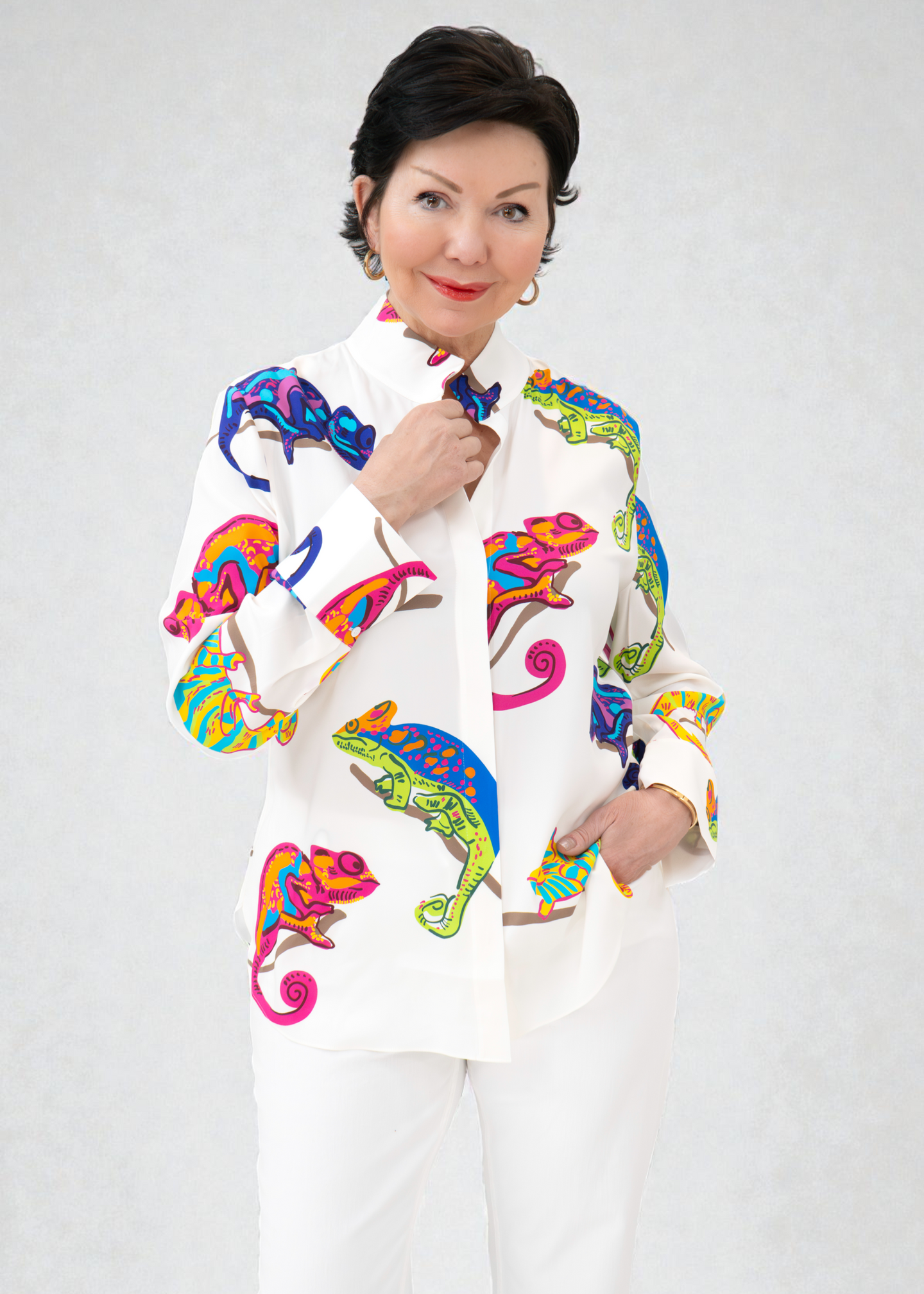 Herzen's - Silk Salamander Print Blouse