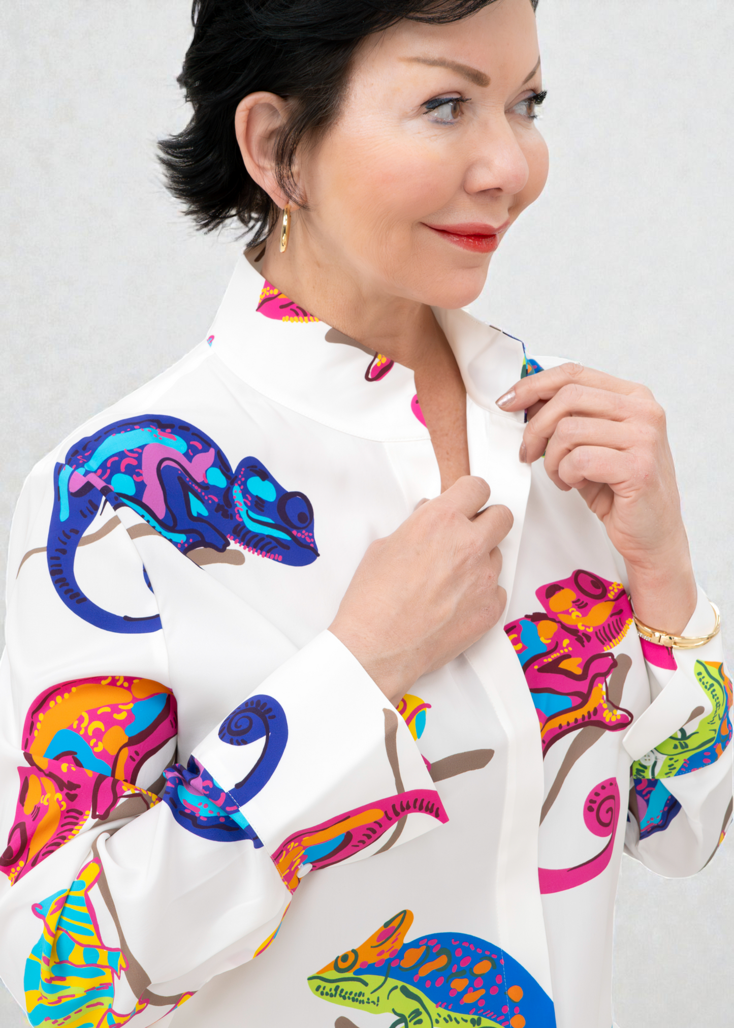 Herzen's - Silk Salamander Print Blouse