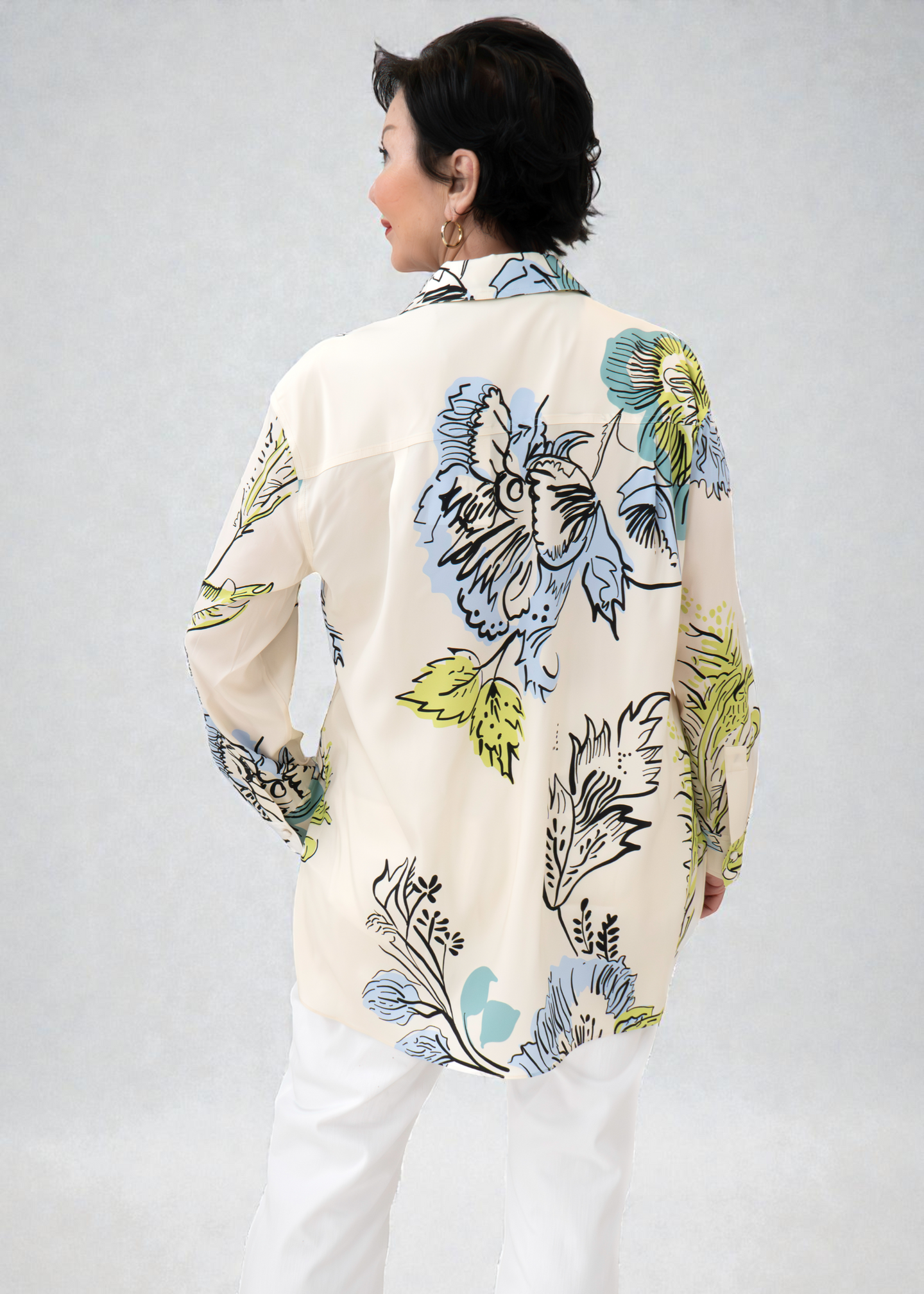 Herzen's - Silk Spaced Luscious Fern Floral Blouse