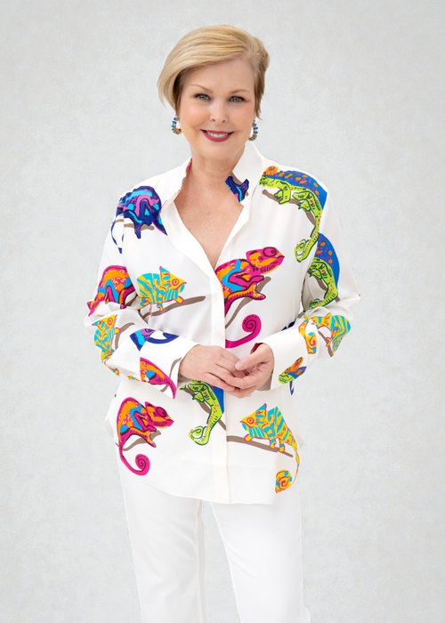 Herzen's - Silk Salamander Print Blouse