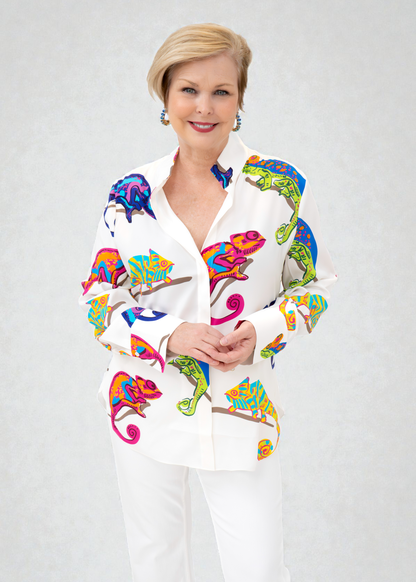 Herzen's - Silk Salamander Print Blouse