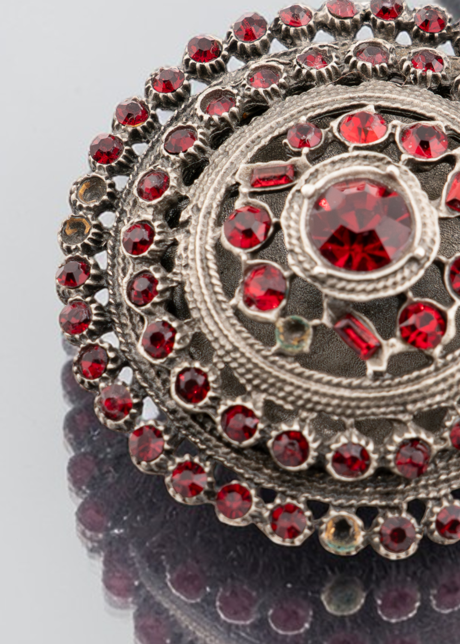 Pre-loved  - Circular Red Crystal Long Necklace