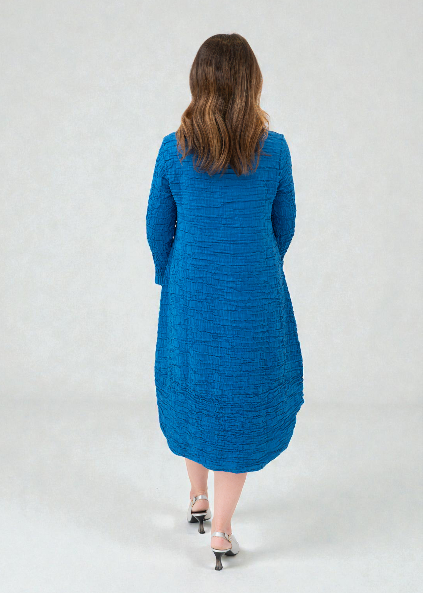 Grizas - Curved Hem Crinkled Silk Linen Dress