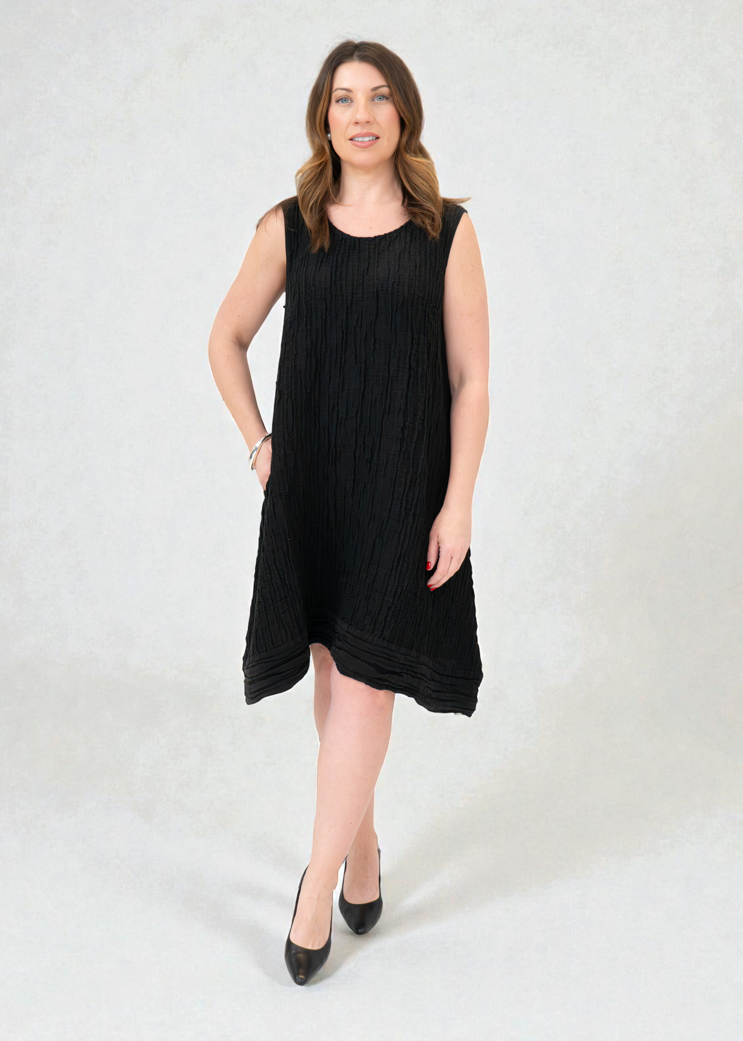 Grizas - Sleeveless Crinkled Silk Linen Dress