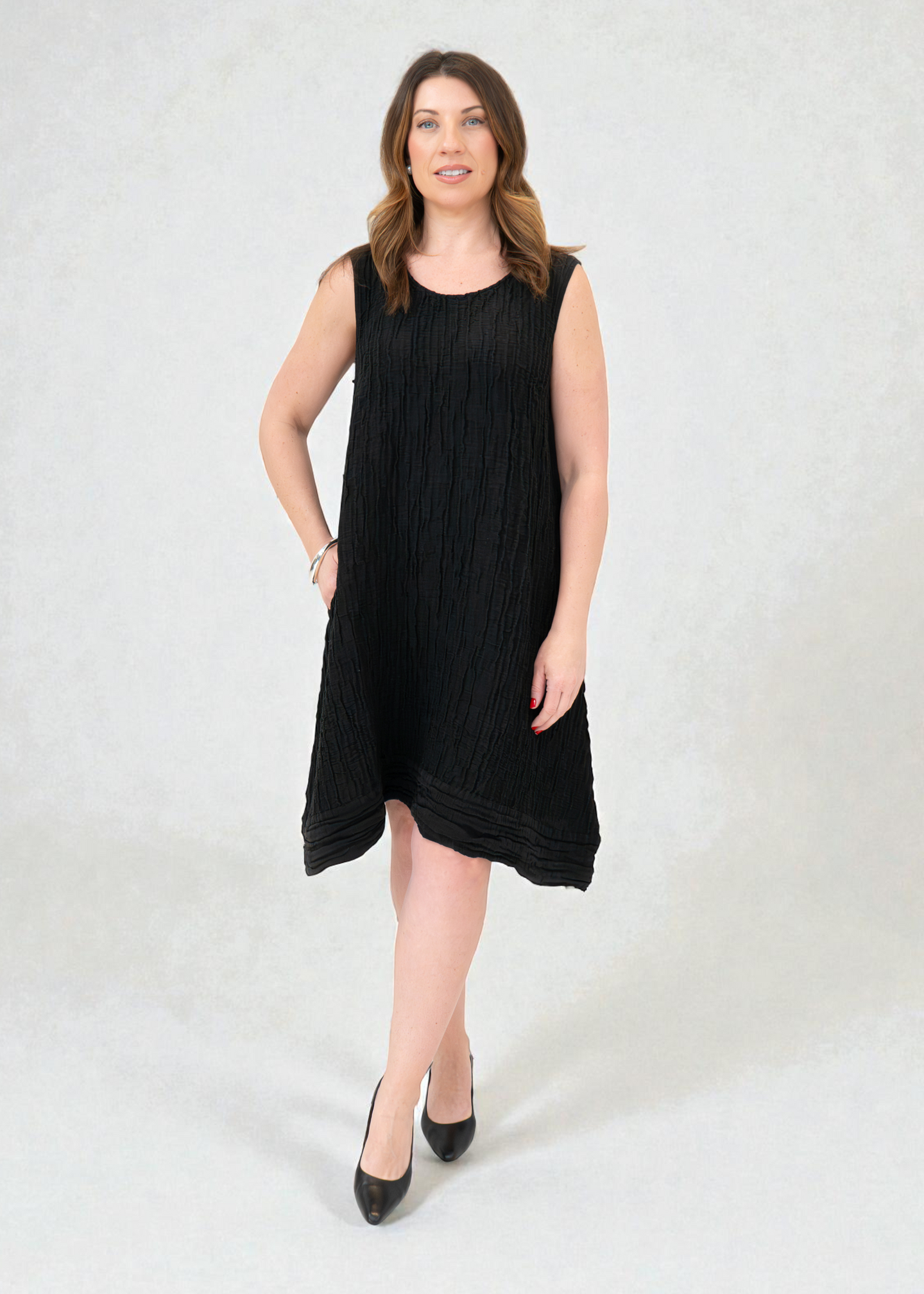 Grizas - Sleeveless Crinkled Silk Linen Dress