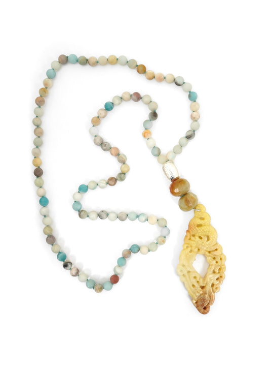 Simon Sebbag - Amazonite & Carved Jade Necklace