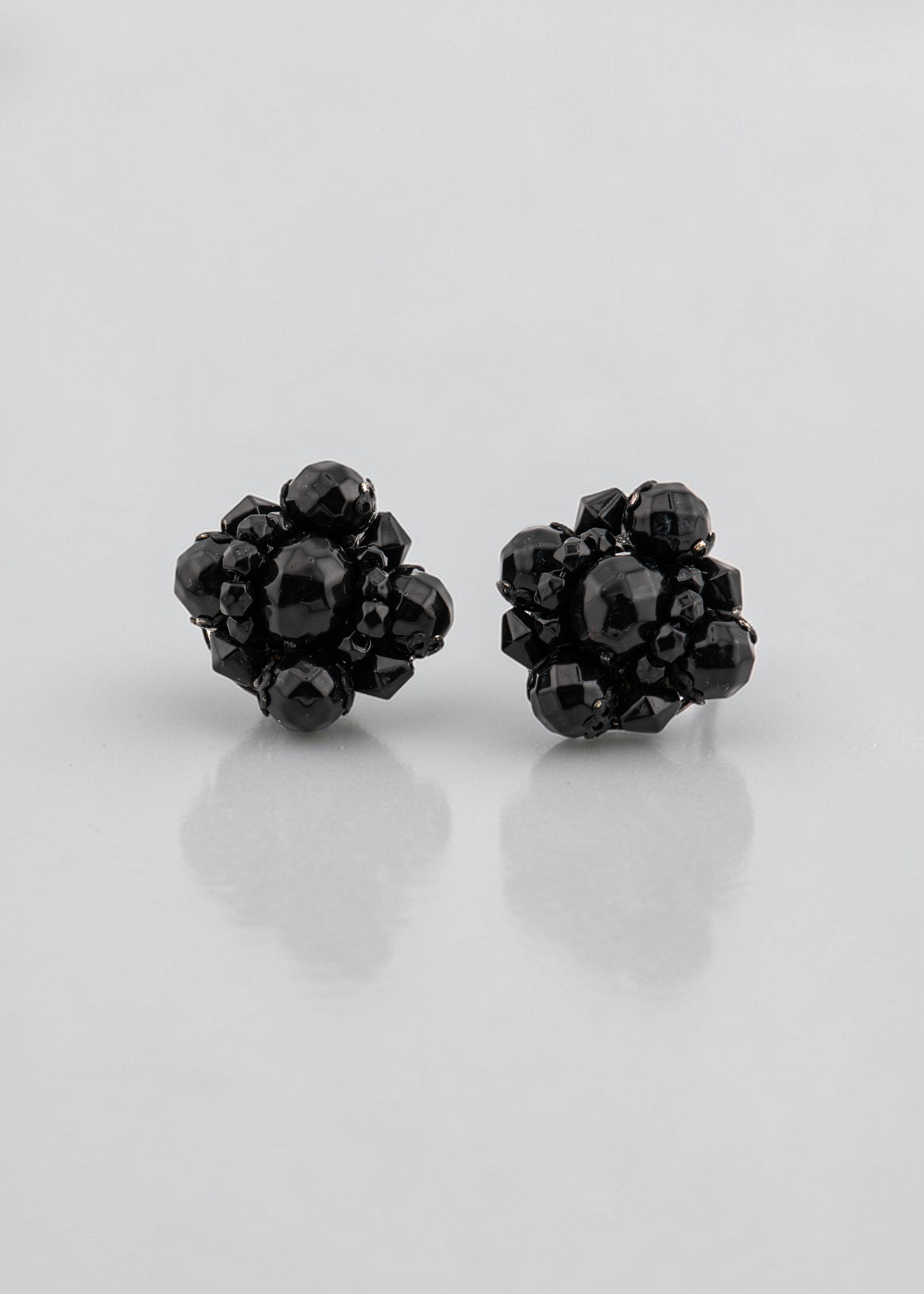 Pre-loved  - Black Beaded Clip On Earrings